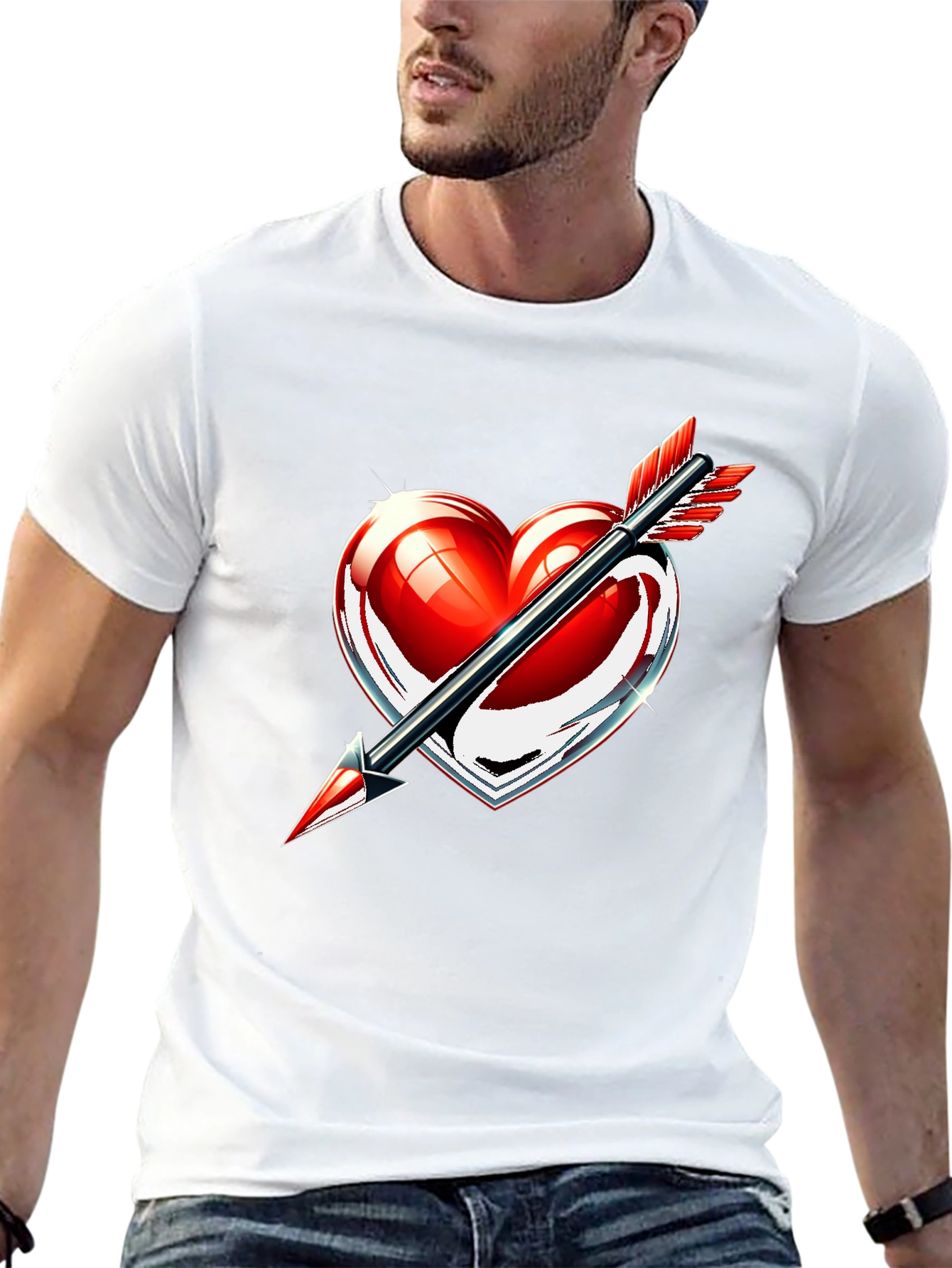 Heart Arrow Graphic T-Shirt - Stylish Valentines Day Tee