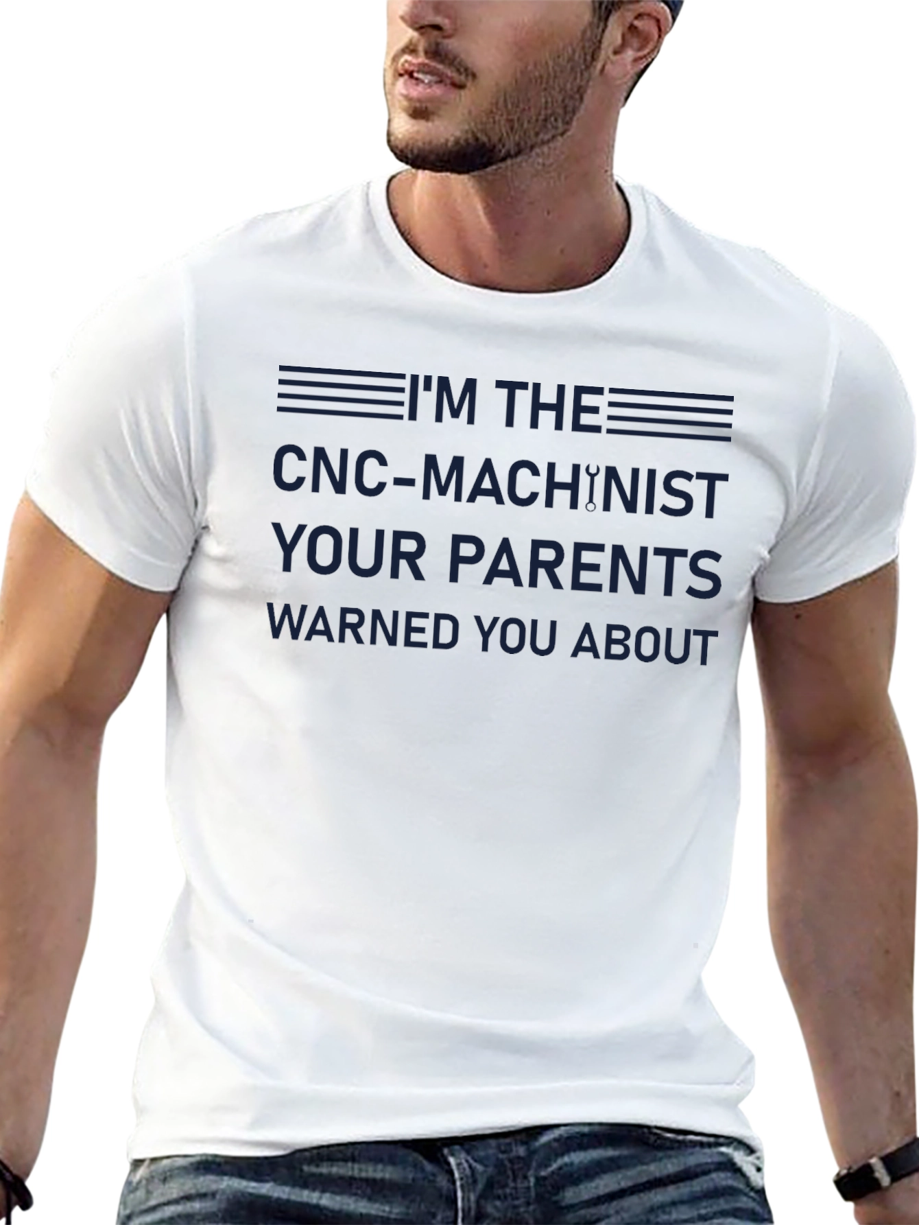 CNC Machinist T-Shirt - Warning Label Design