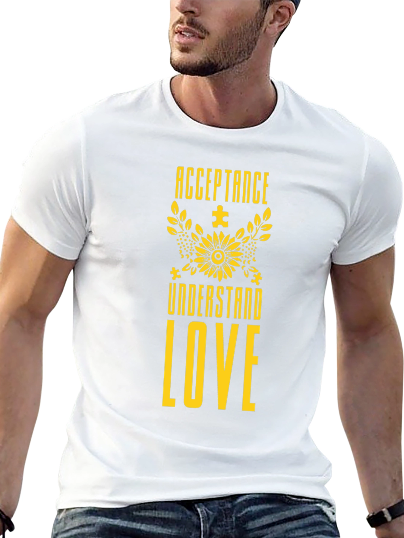Acceptance Understand Love Black Tee - Autism Awareness