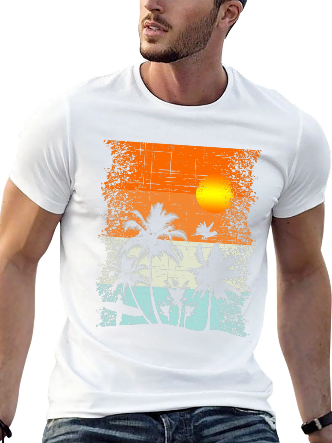 Tropical Sunset Graphic T-Shirt