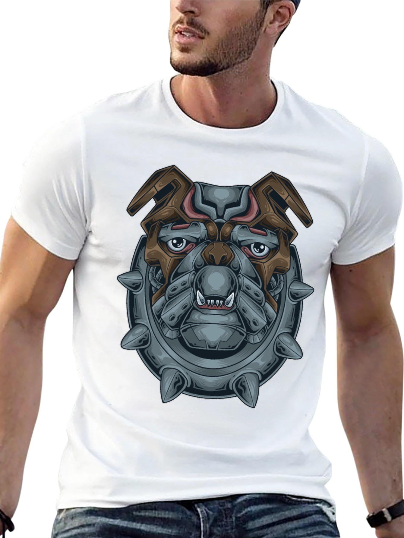 Cyberpunk Bulldog Graphic T-Shirt