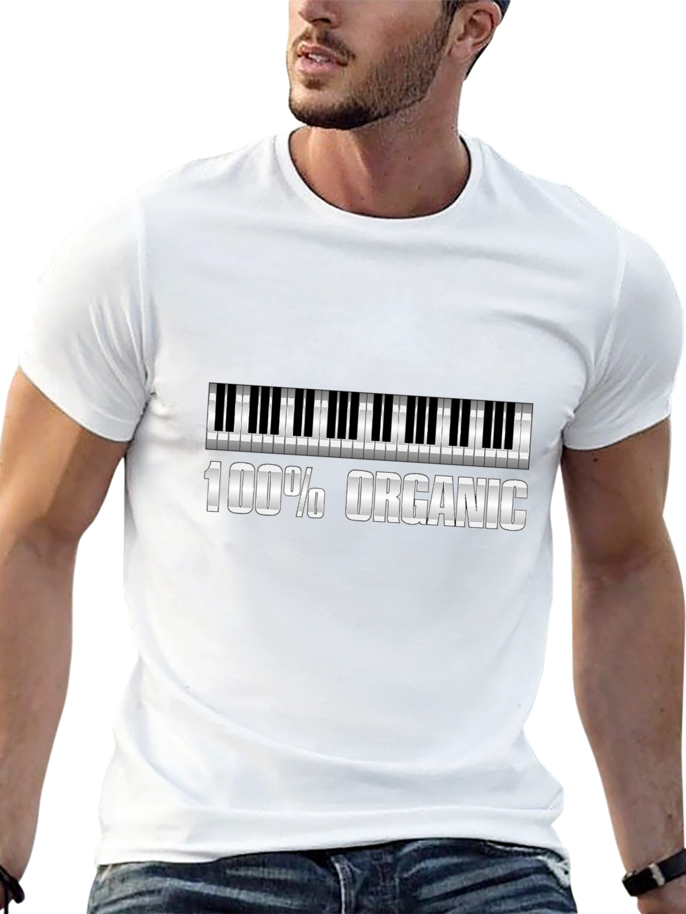 100% Organic Piano Keys Graphic T-Shirt