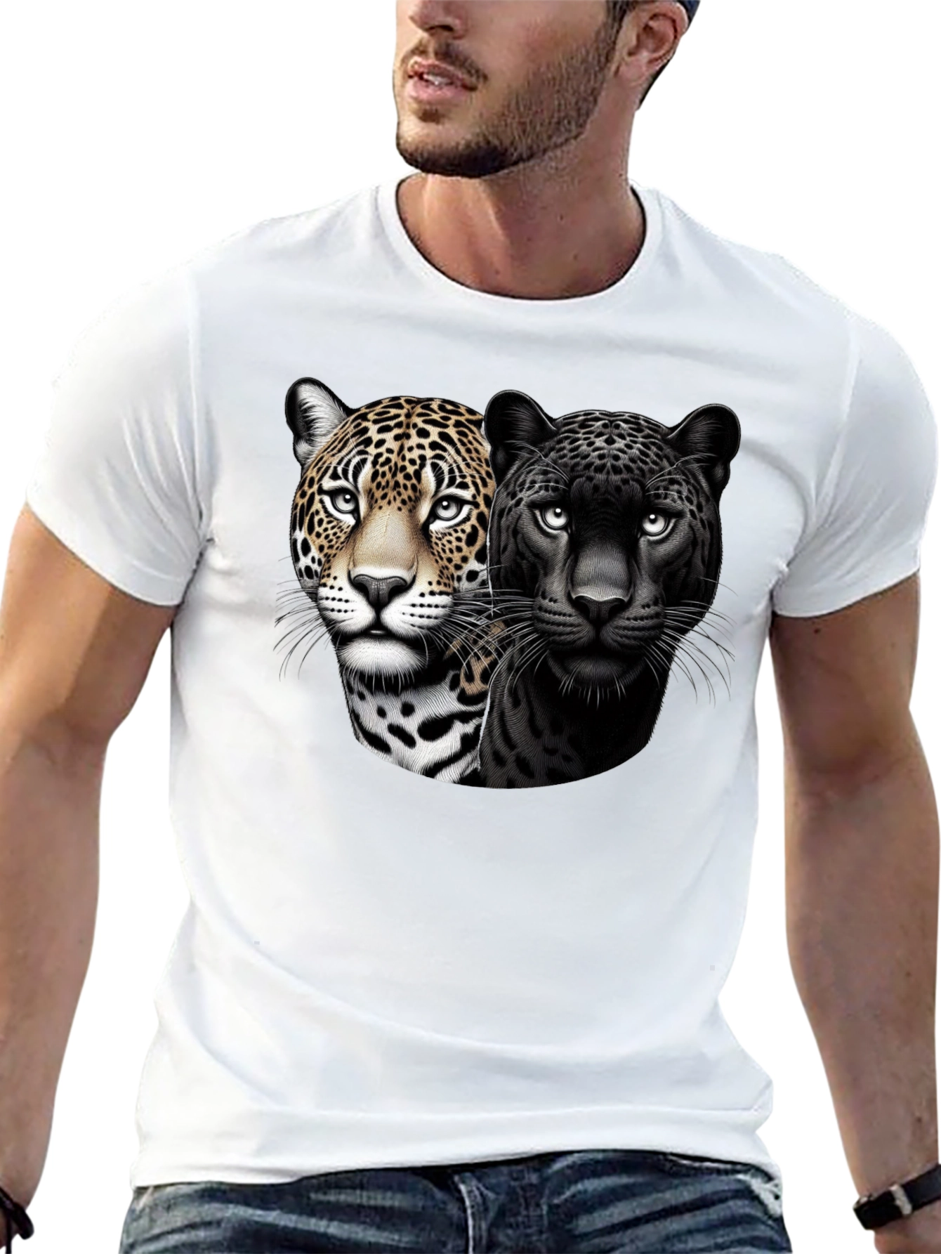 Dual Jaguar Graphic Tee - Bold Black T-Shirt