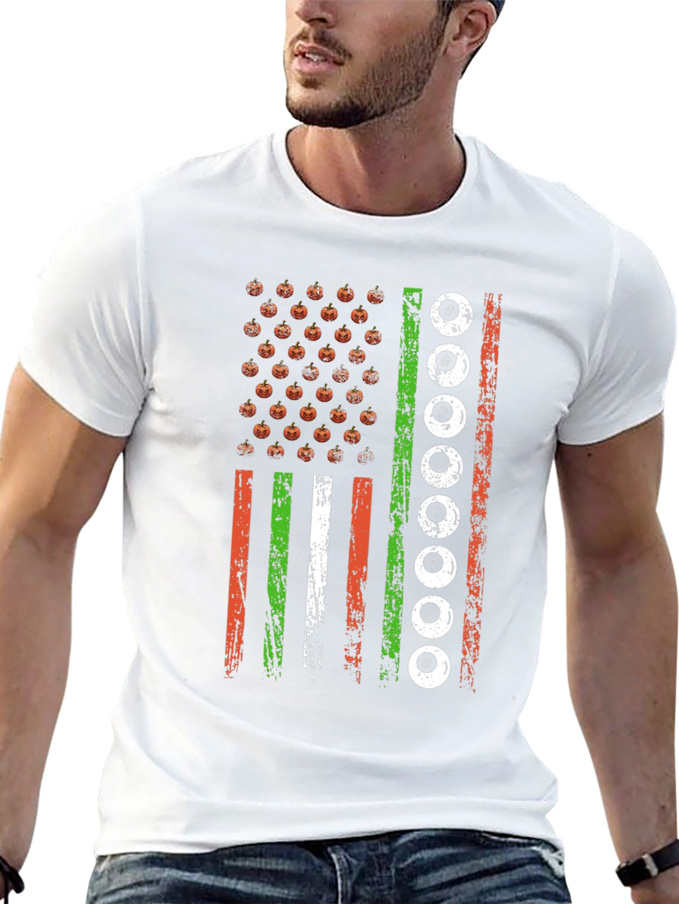 Halloween 8 Ball American Flag T-Shirt