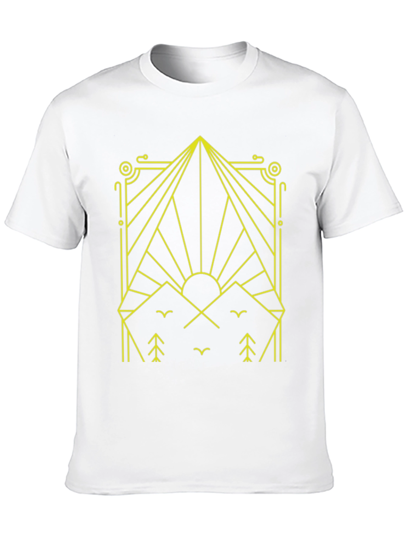 Geometric Mountain Scene Graphic Tee - Black