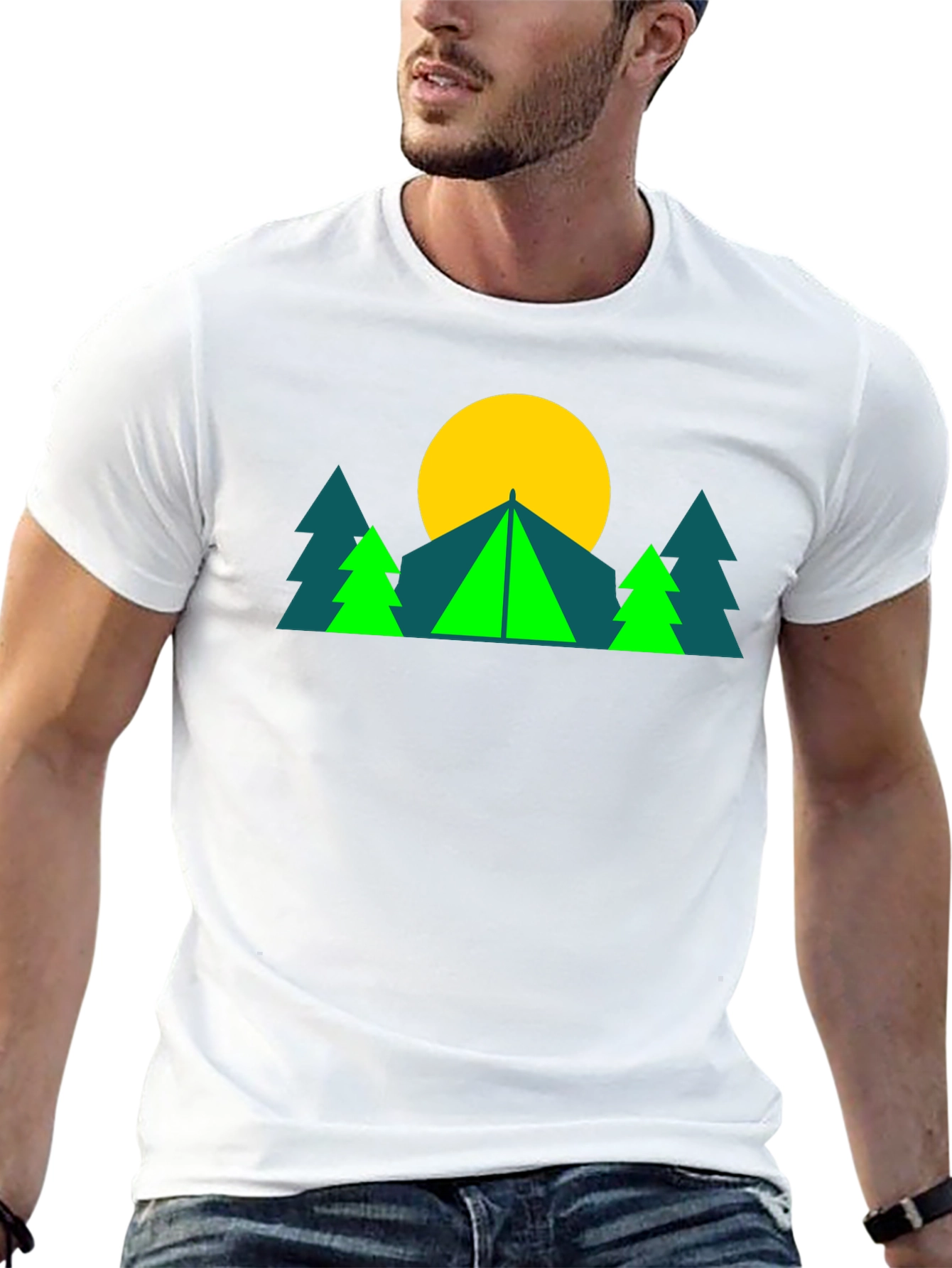Geometric Camp Graphic Tee - Black
