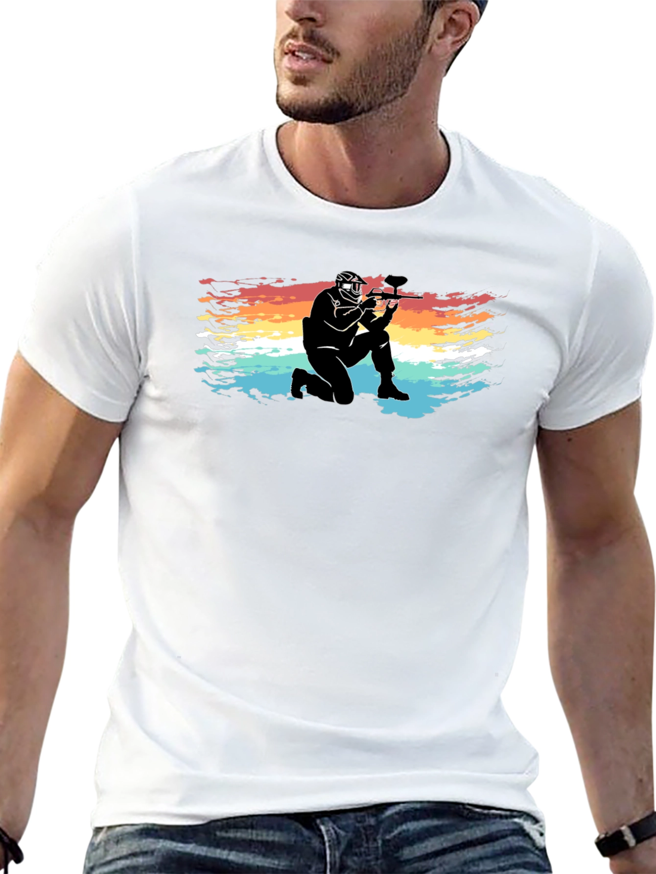 Paintball Player Graphic Tee - Cool Retro Design