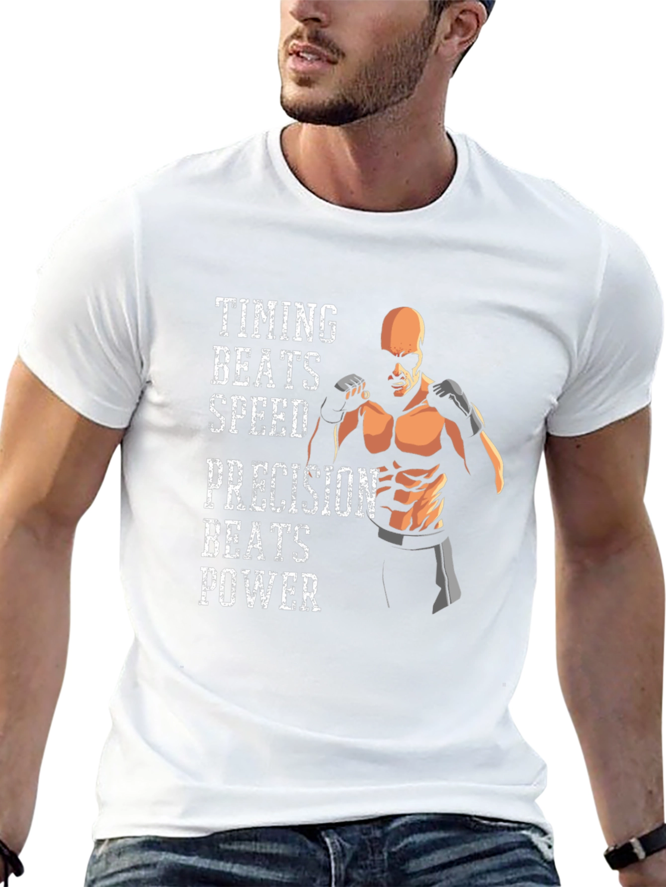 Timing Beats All - Motivational MMA Black T-Shirt