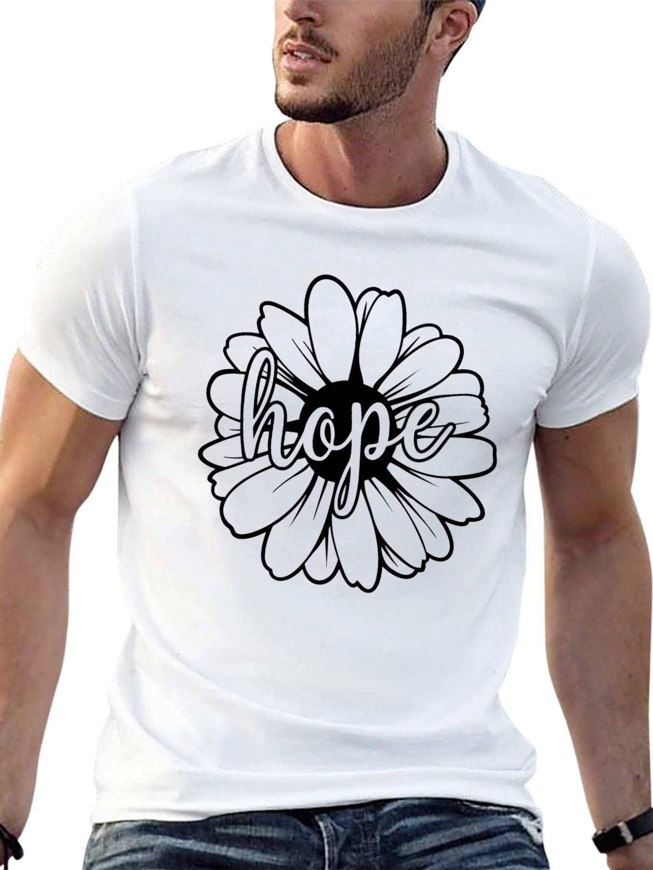 Hope Flower Graphic Tee - Unisex Black T-Shirt