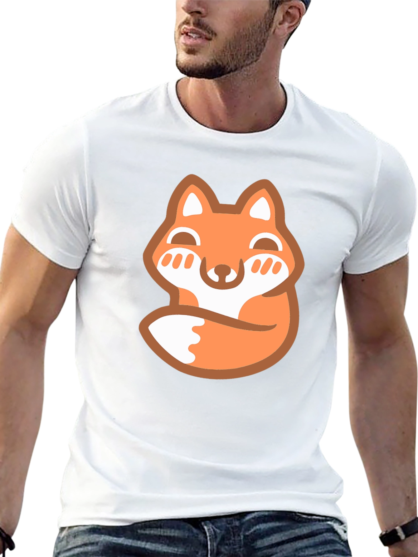 Cute Fox Graphic Tee - Mens Black T-Shirt