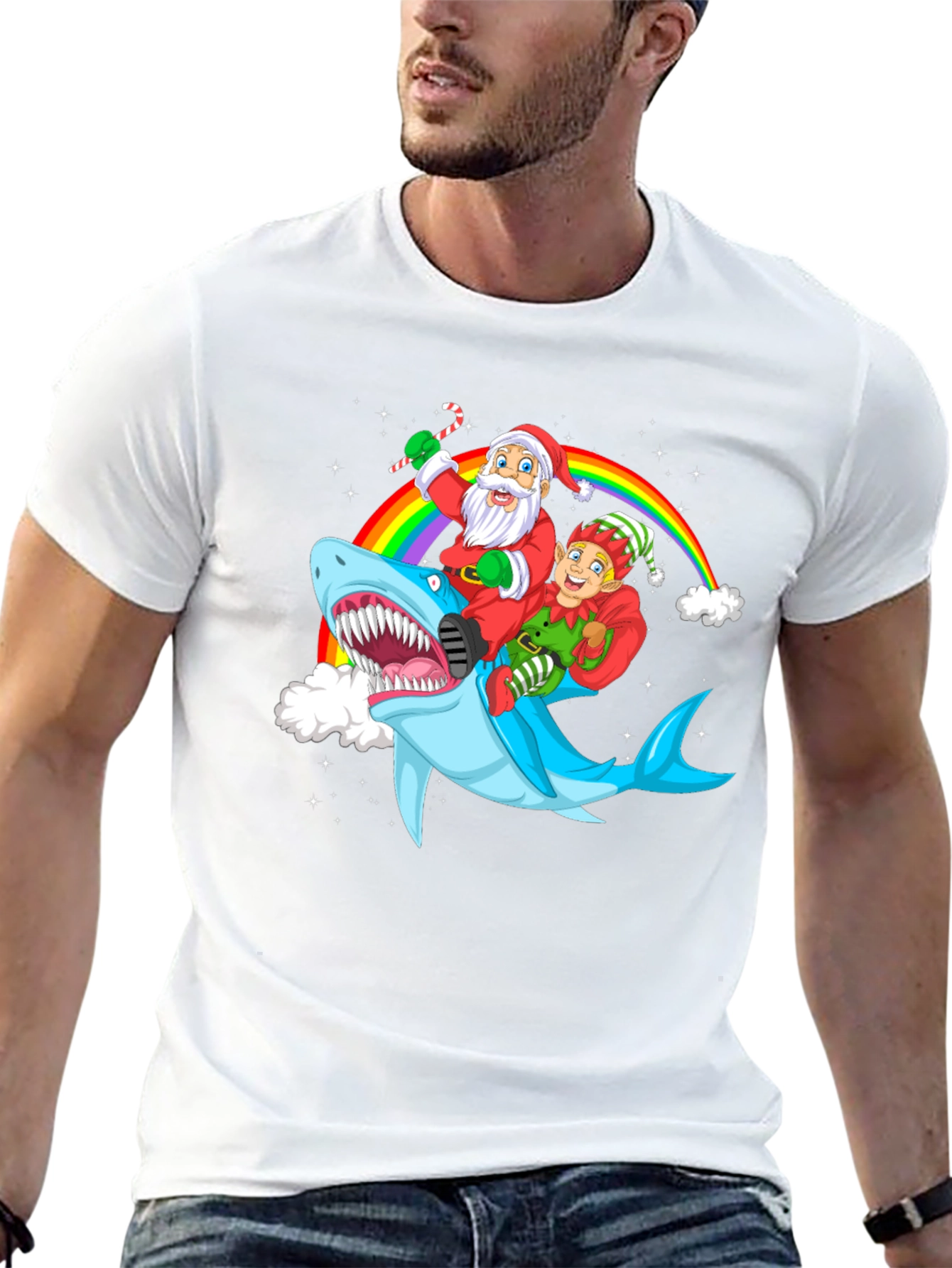 Christmas Shark Santa & Elf T-Shirt