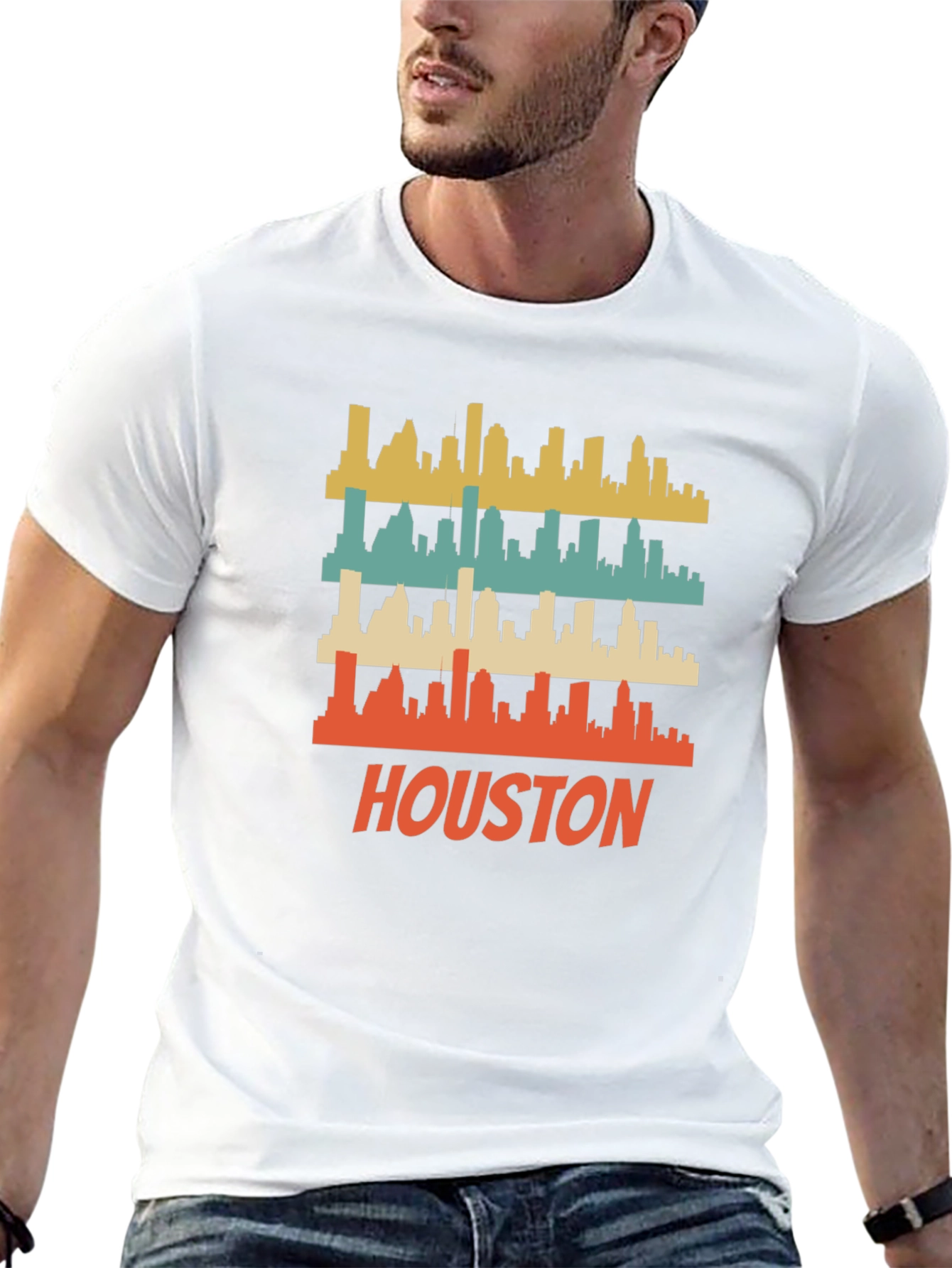 Houston Skyline Retro Graphic T-Shirt