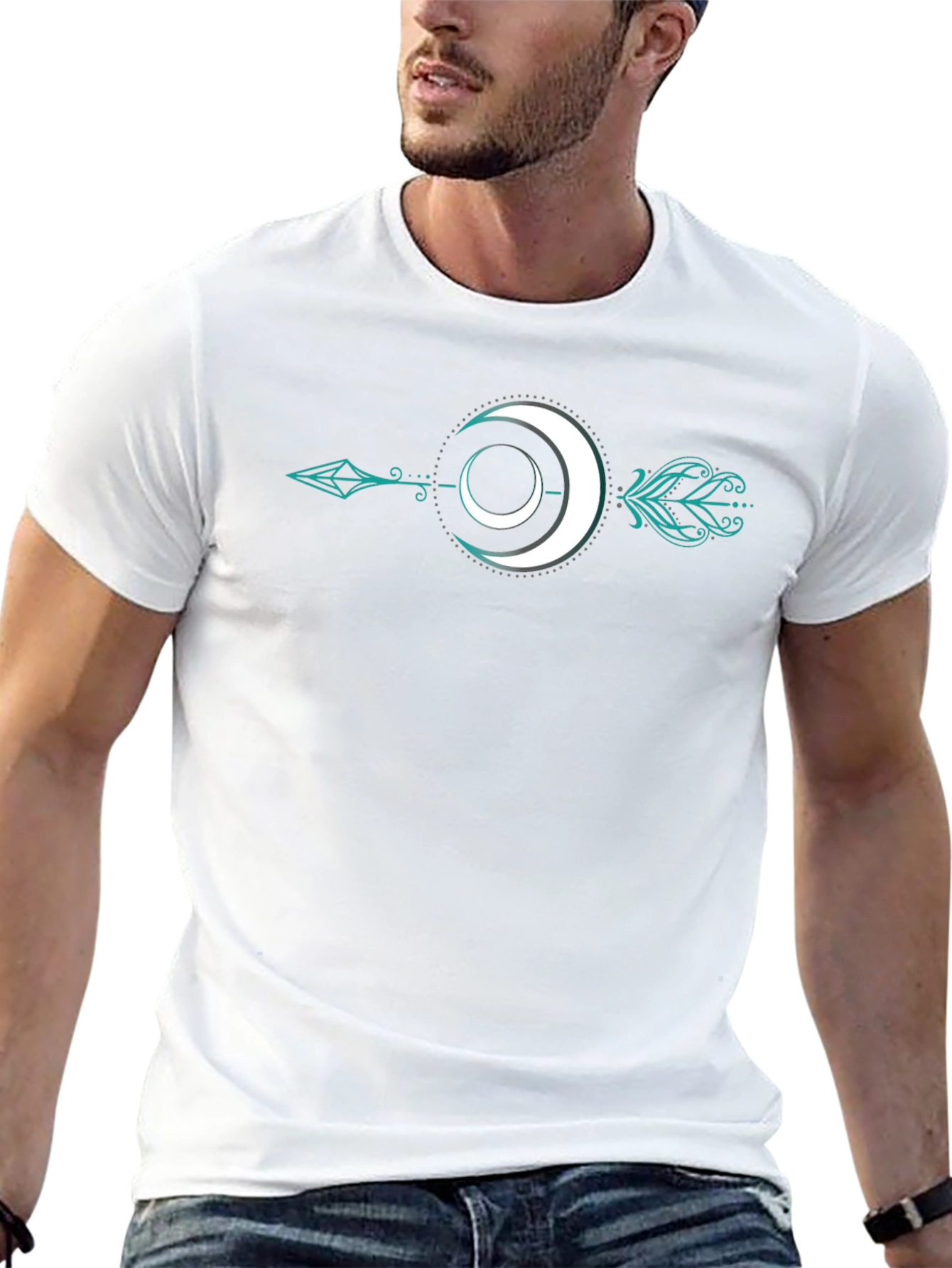 Moon Arrow Graphic Tee - Stylish Black T-Shirt