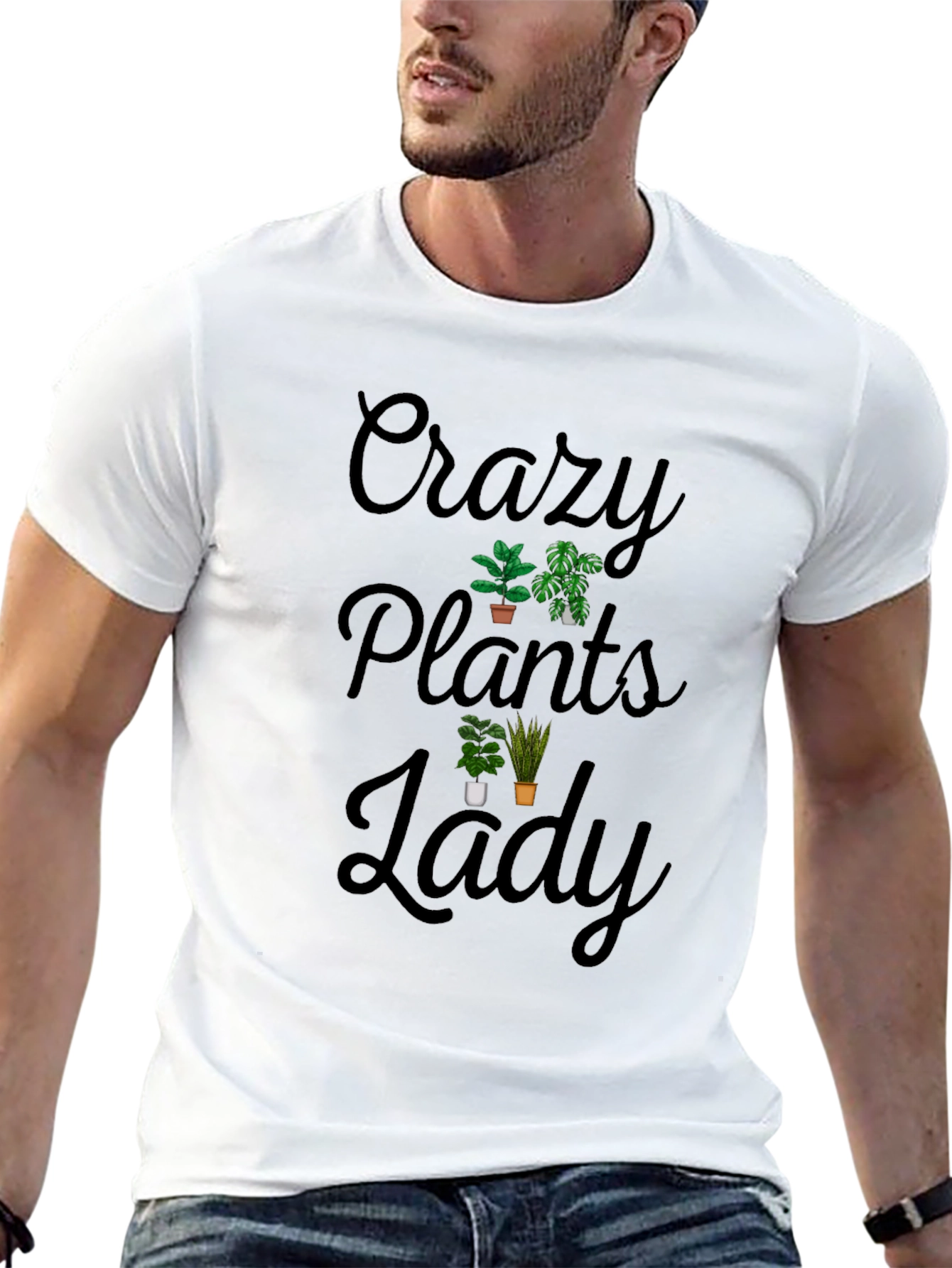 Crazy Plants Lady Graphic T-Shirt - Black