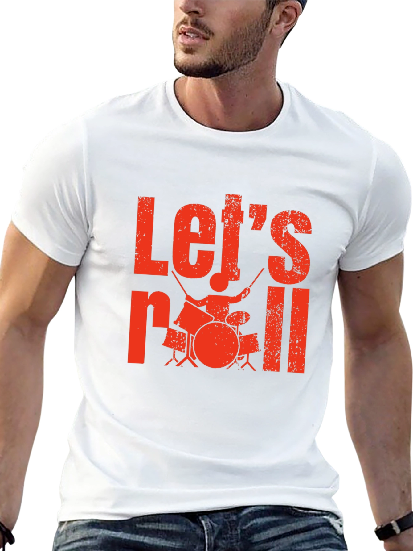Lets Roll Drummer Graphic Tee - Black T-Shirt