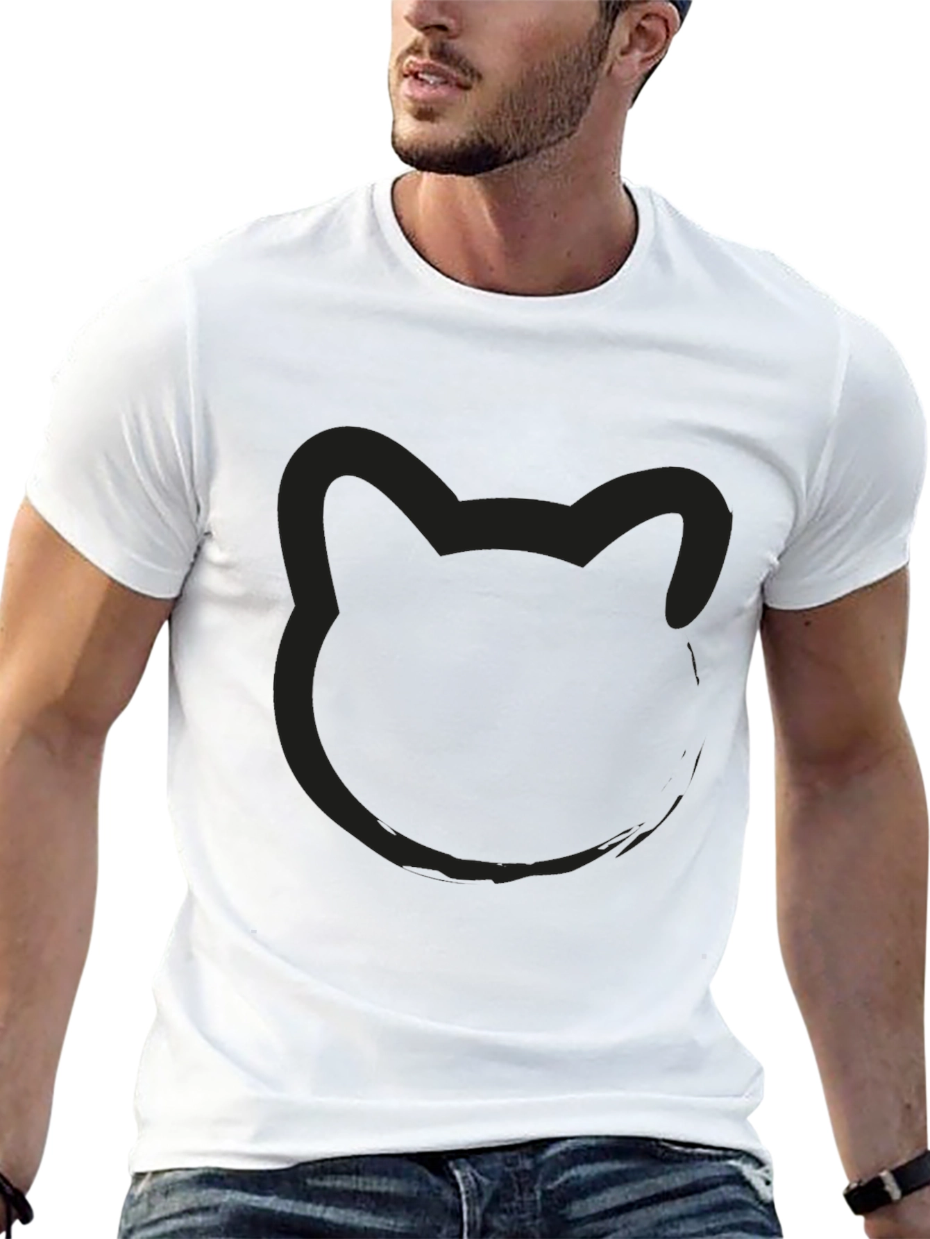 Mens Black Cat Silhouette Graphic T-Shirt