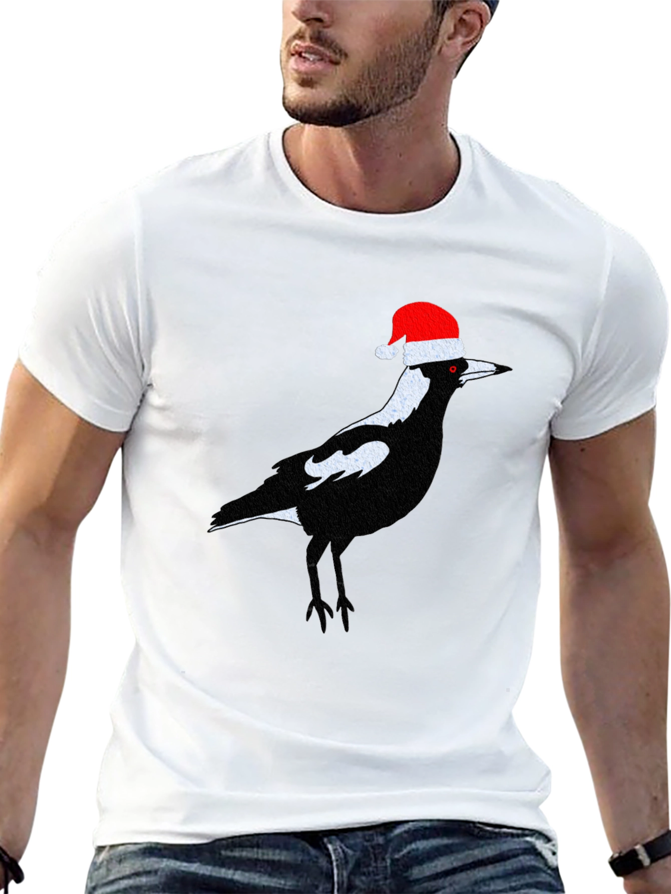 Festive Magpie T-Shirt - Christmas Bird Tee