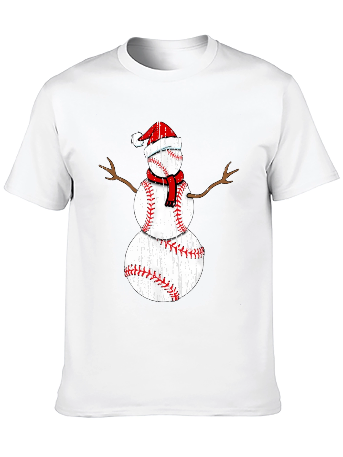 Baseball Snowman Christmas T-Shirt