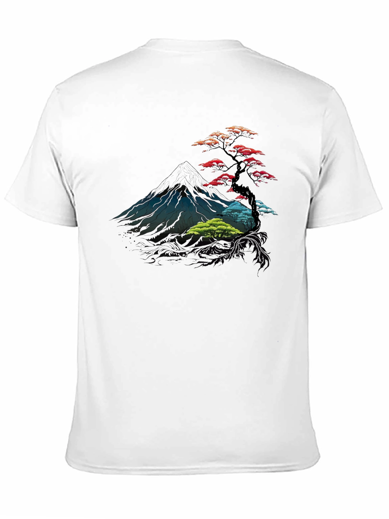 Zen Mountain Tree Graphic Tee - Black