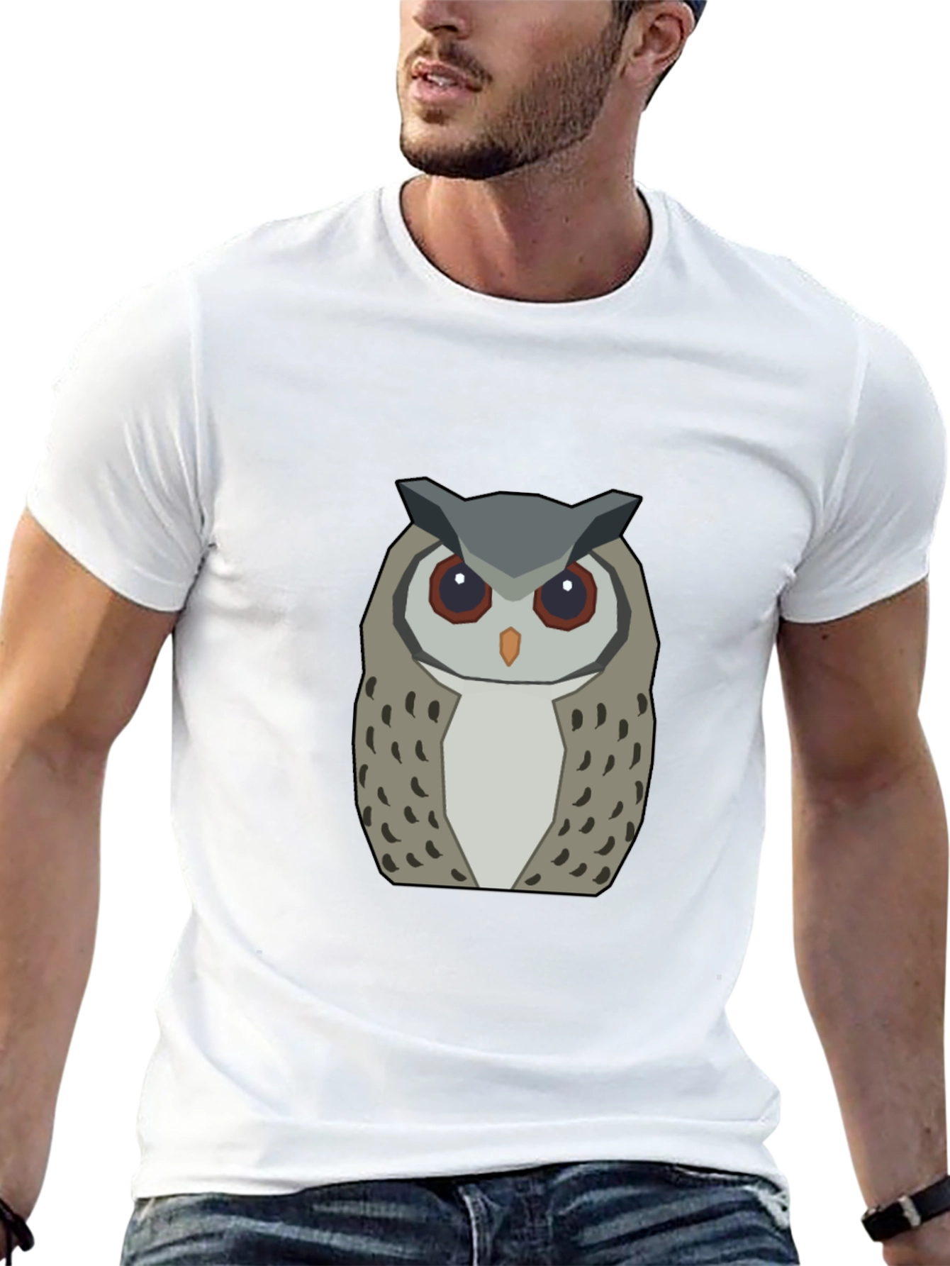 Geometric Owl Graphic Tee - Modern Design