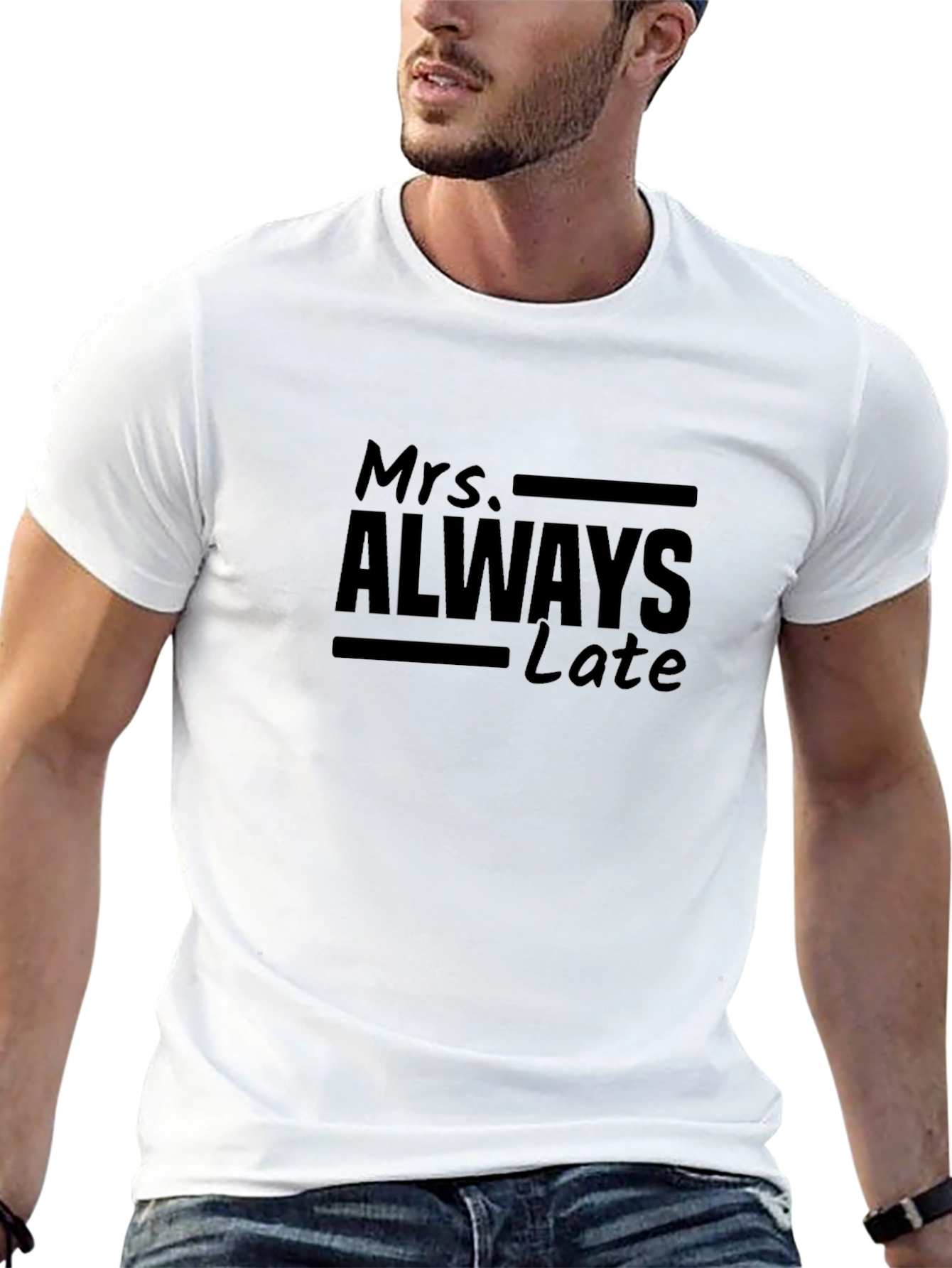 Mrs. Always Late Black T-Shirt - Novelty Graphic Tee