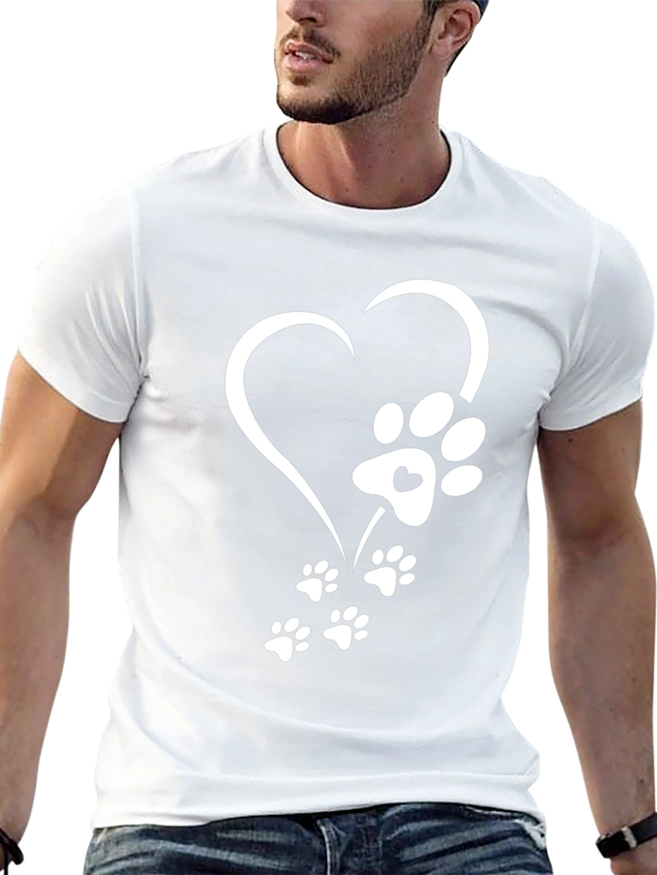 Heart Paw Print Graphic Tee - Black