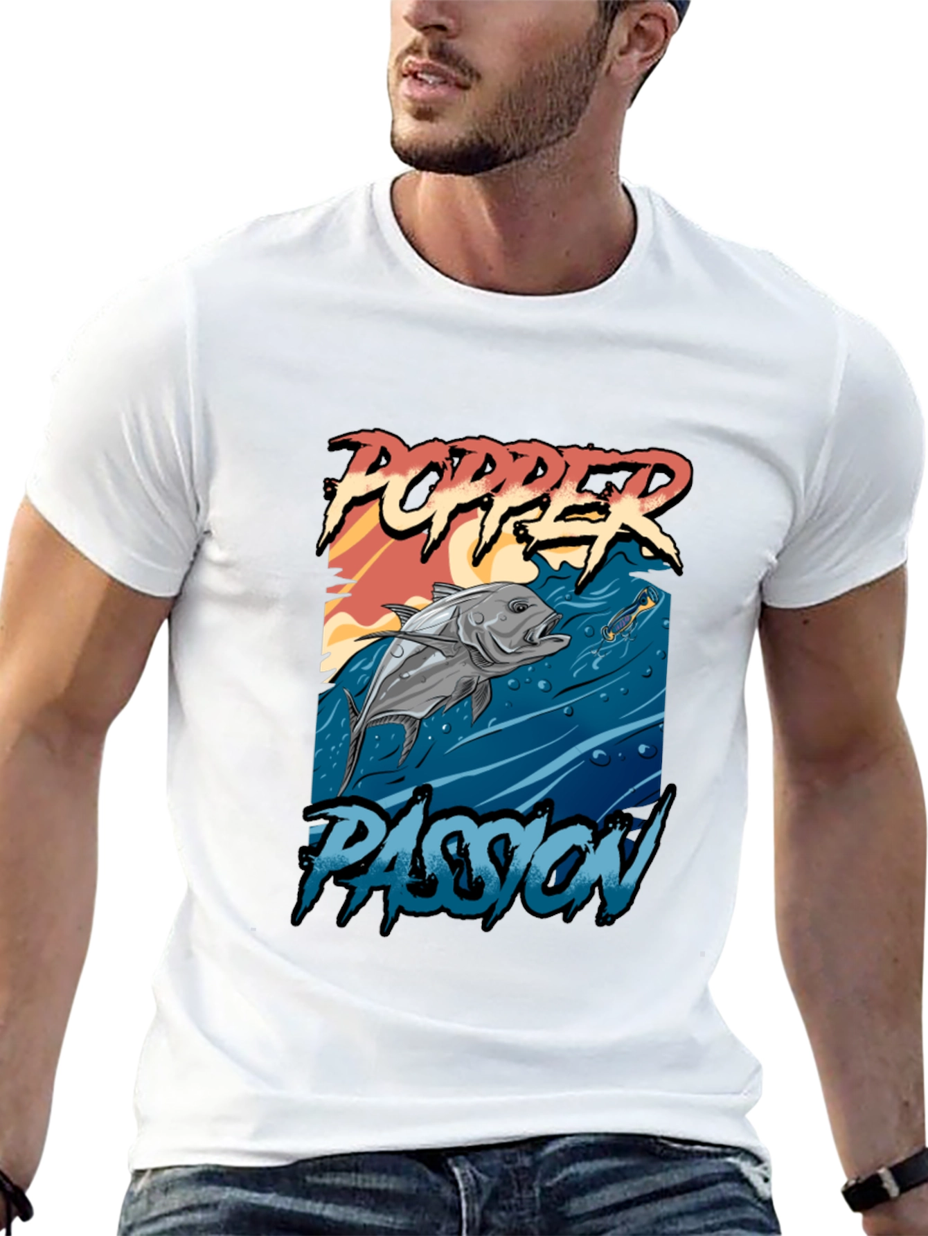 Popper Passion Fishing T-Shirt - Angler Design