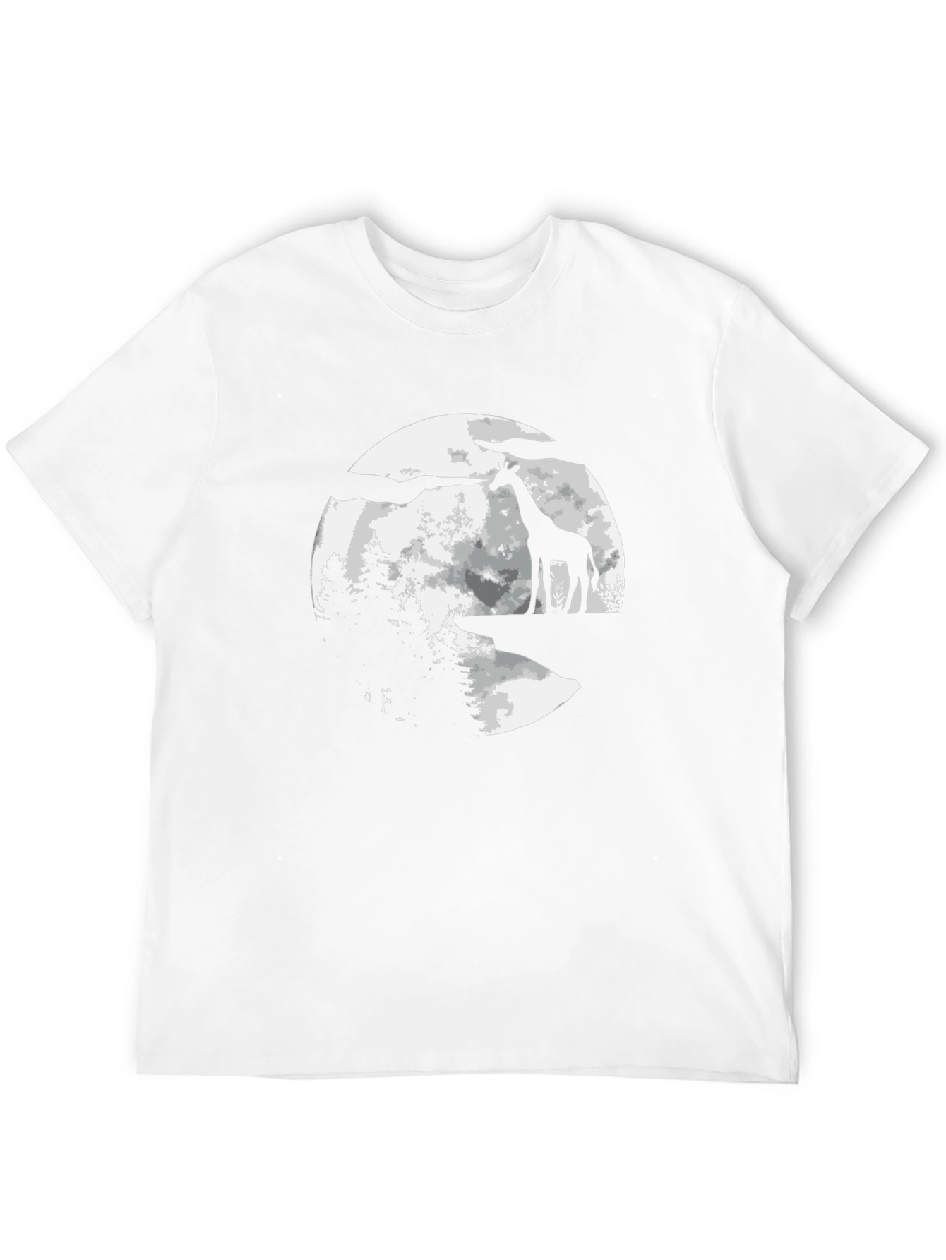 Giraffe Moon Silhouette Black T-Shirt