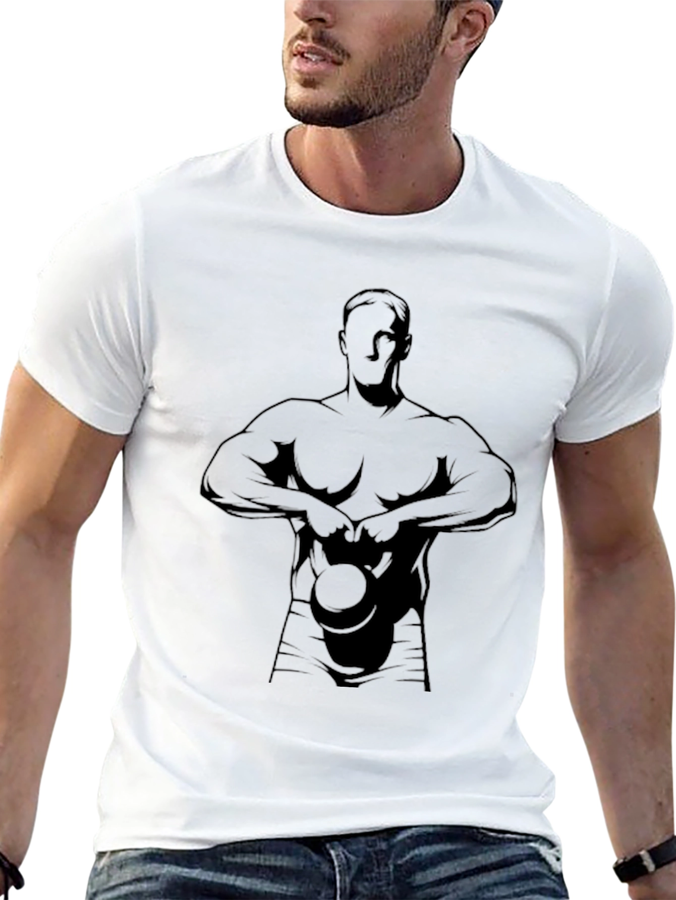 Mens Black Fitness Graphic T-Shirt