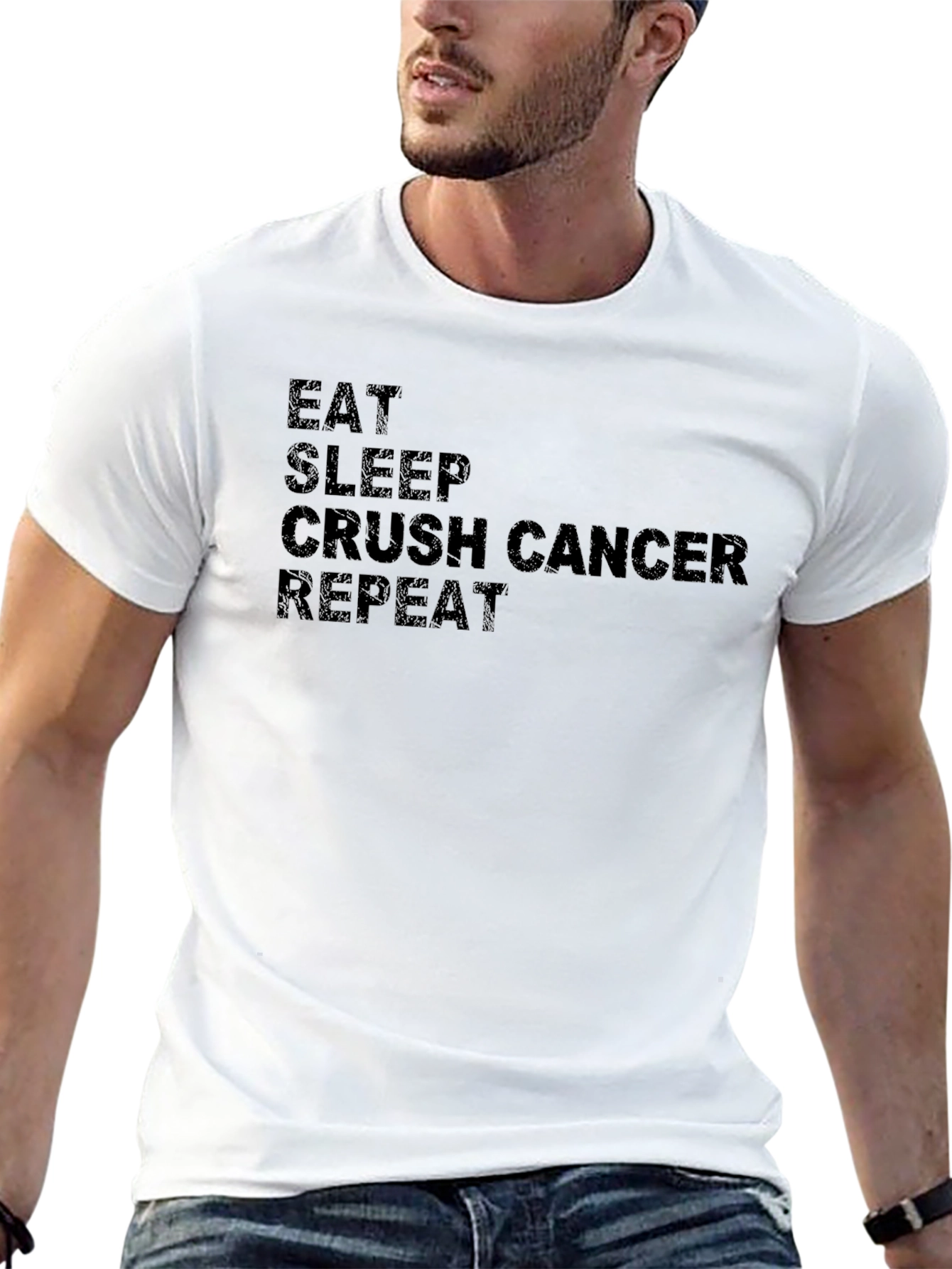 Eat Sleep Crush Cancer Repeat Black T-Shirt