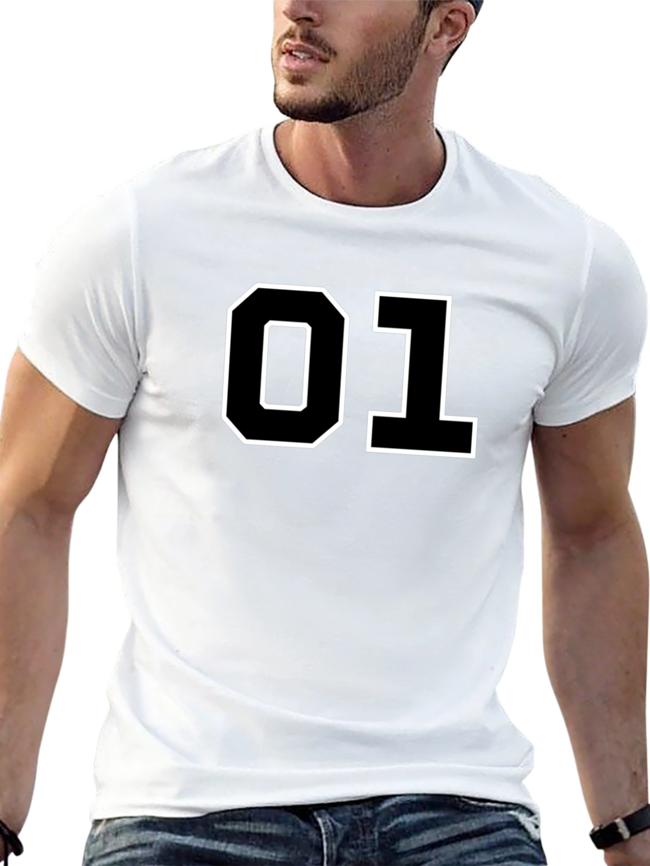 Black T-Shirt with White Number 01