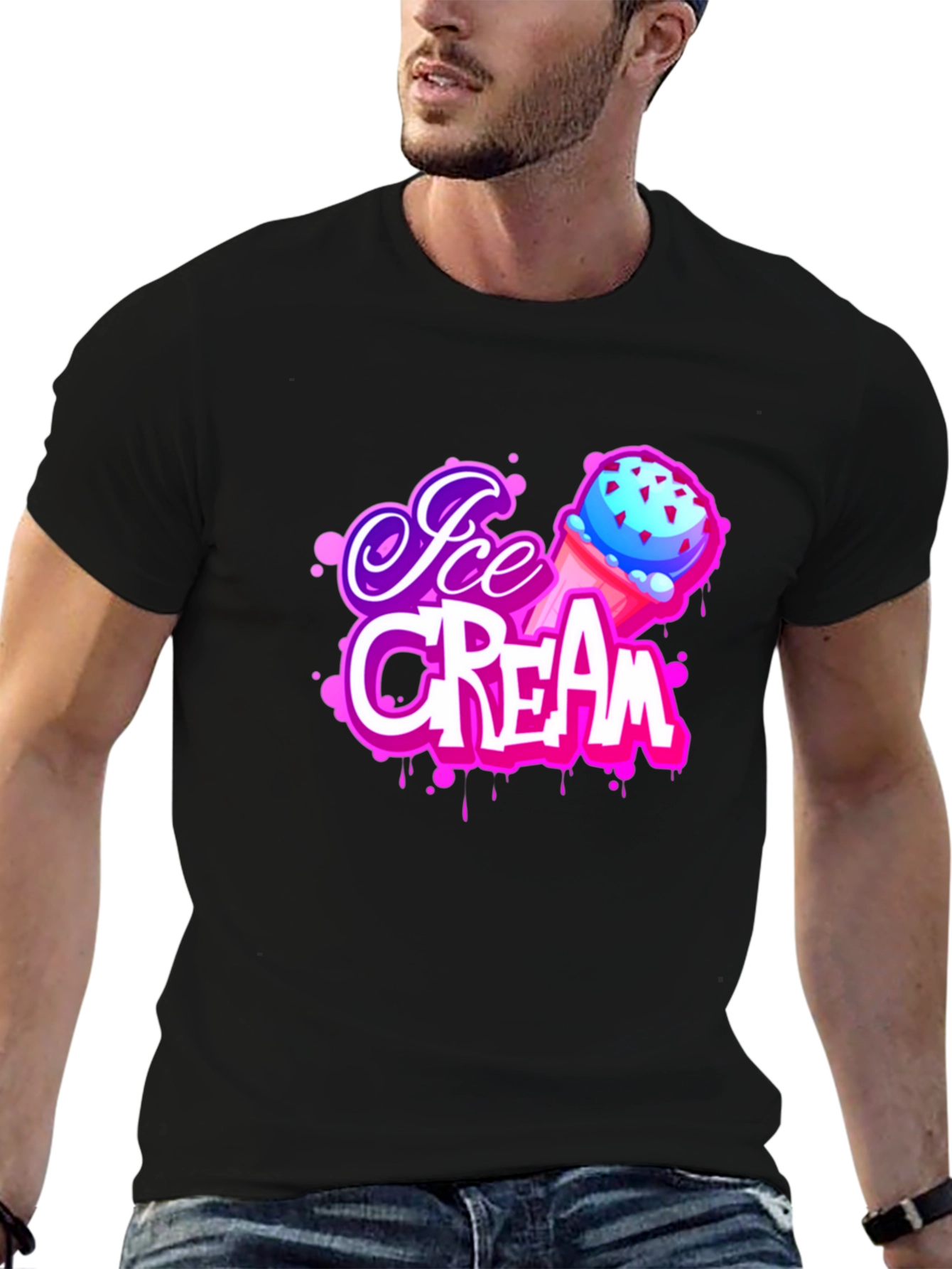 Ice Cream Graphic Black T-Shirt