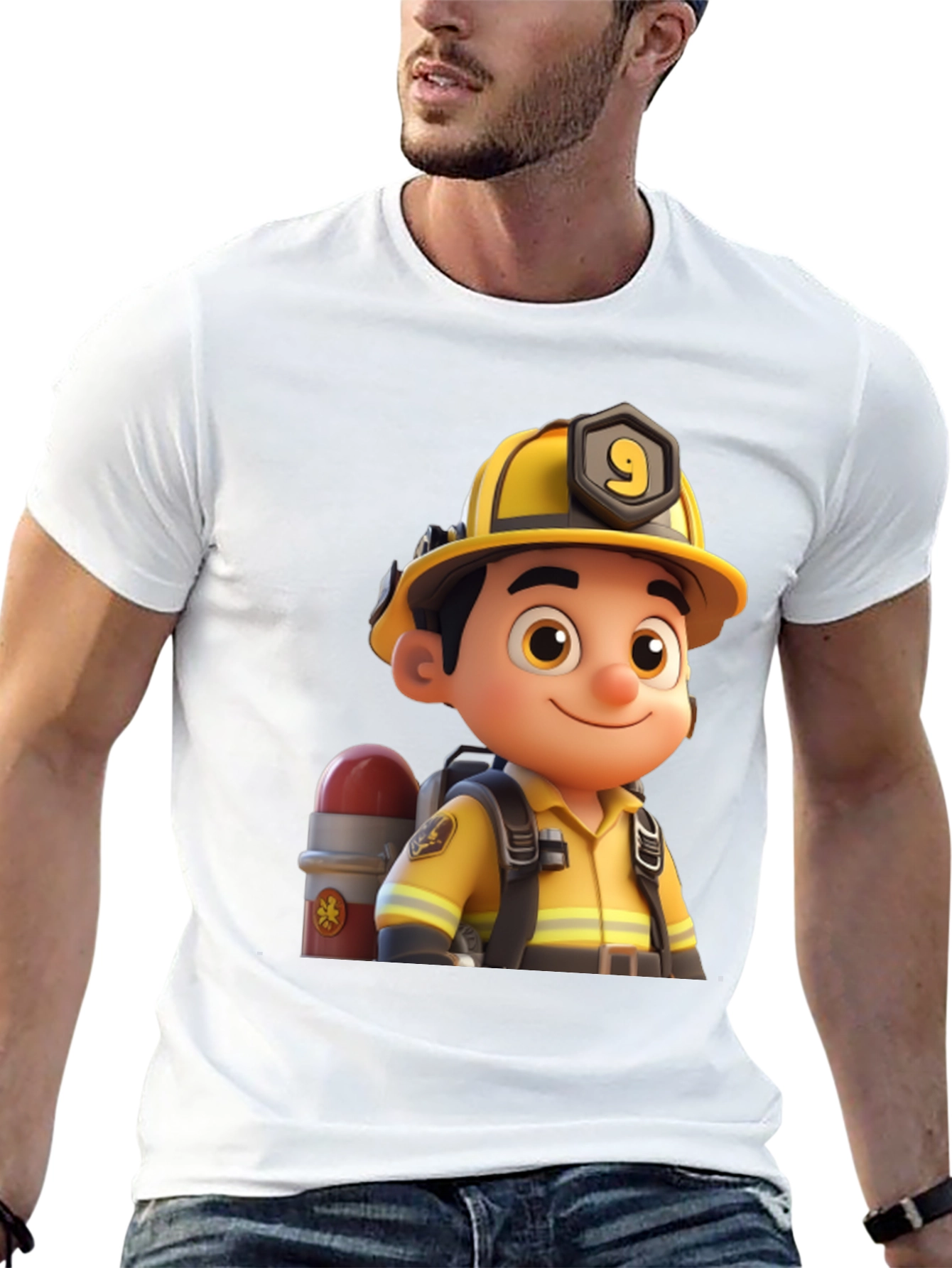Cartoon Fireman Graphic Tee