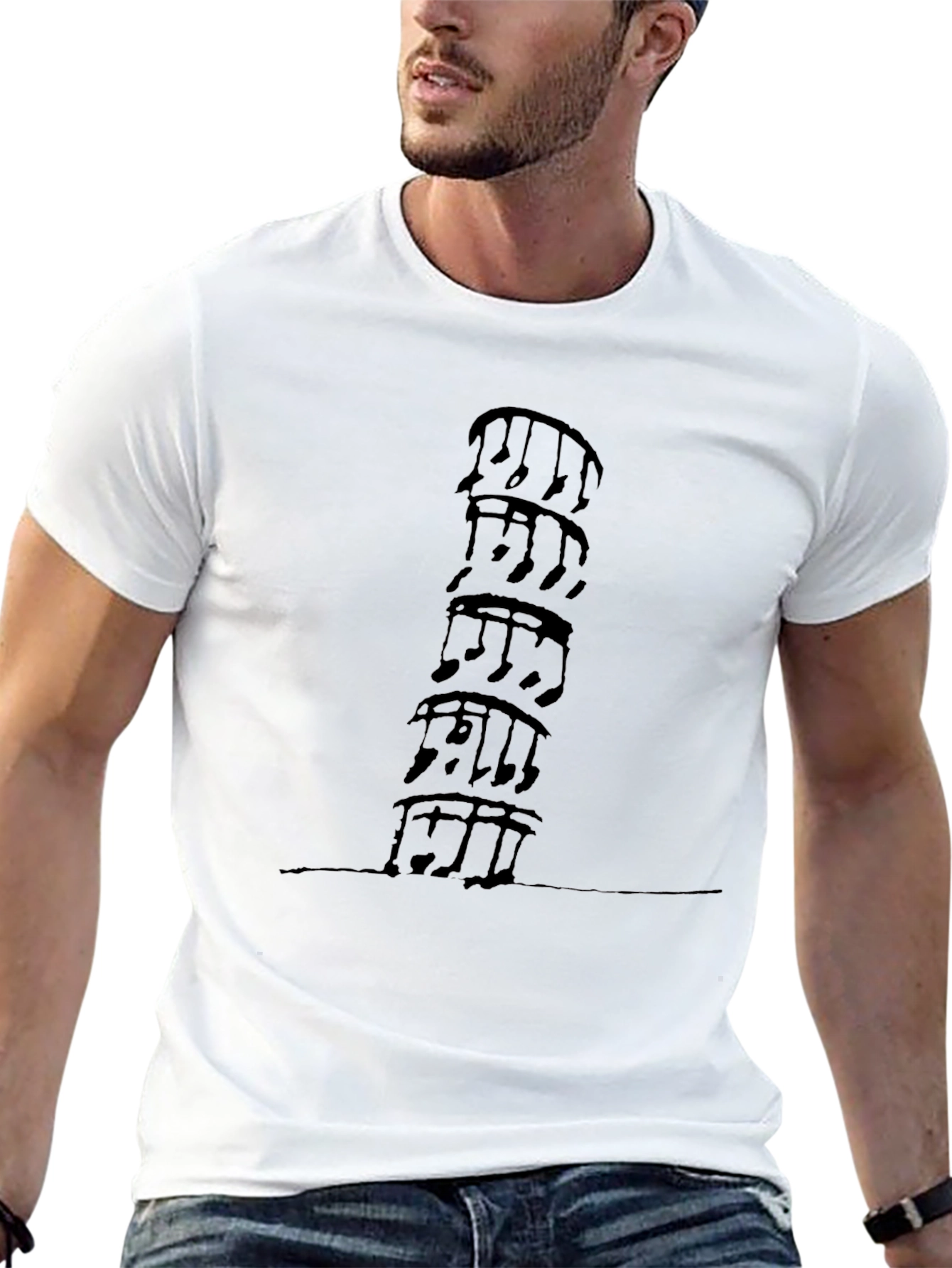 Musical Notes Stacked Black T-Shirt