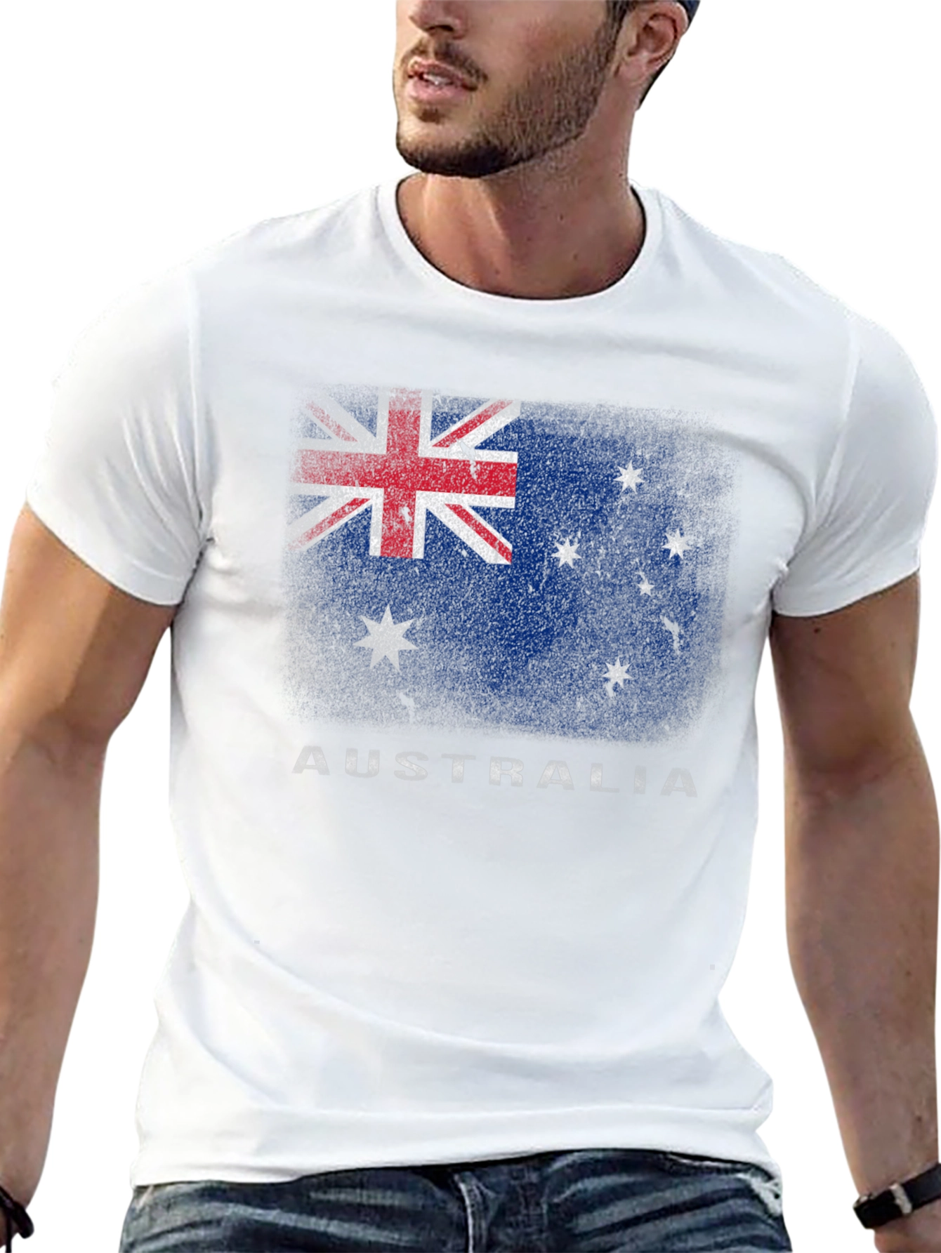 Australia Flag Graphic Print Black T-Shirt