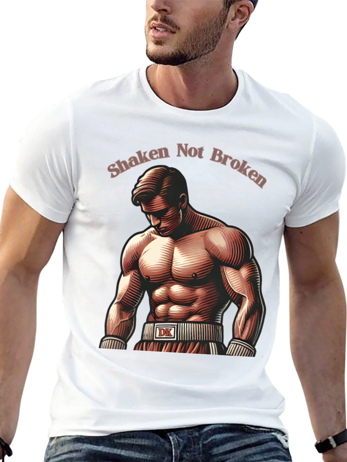 Shaken Not Broken Boxer Graphic T-Shirt