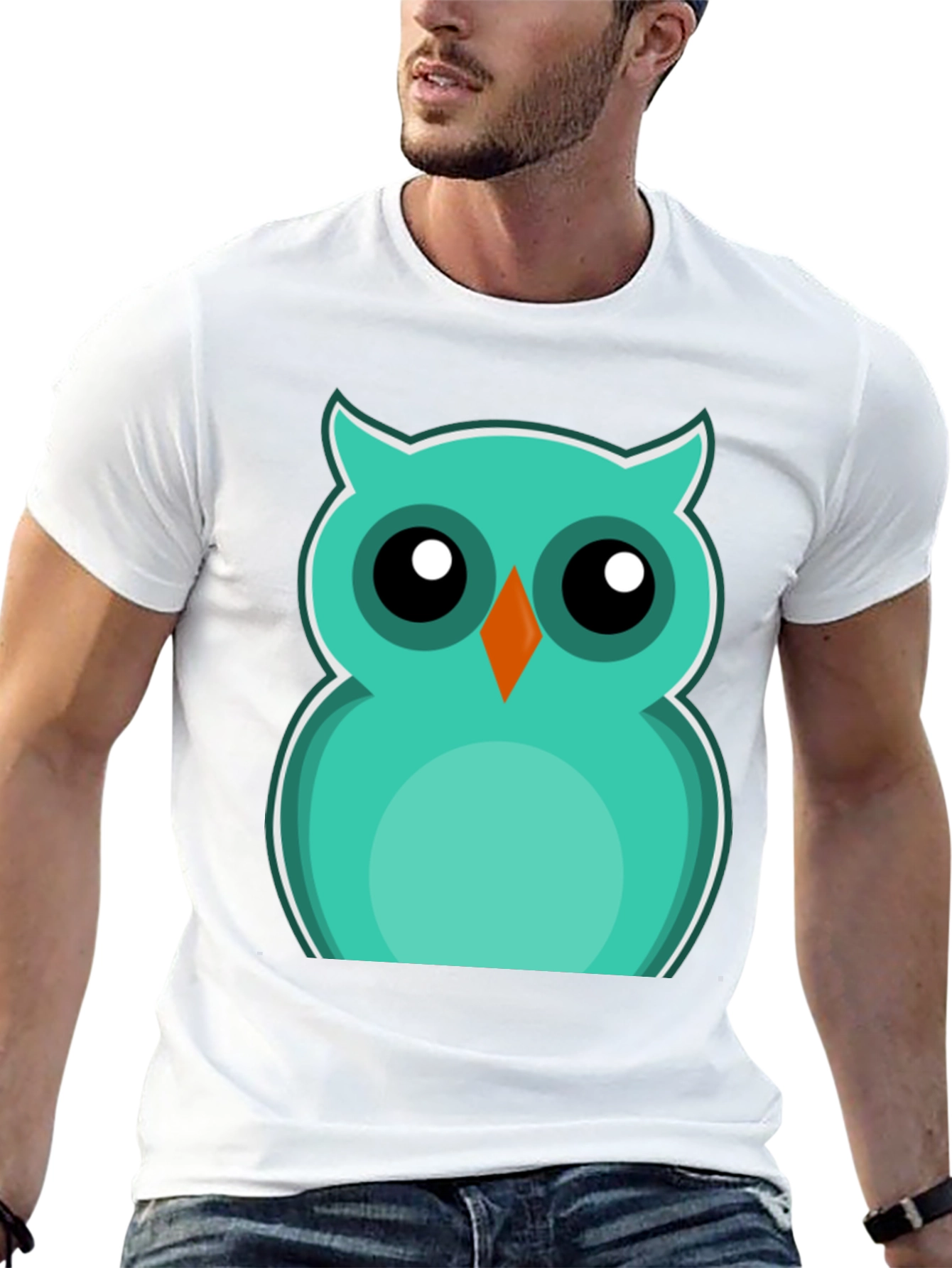 Cute Cartoon Owl Graphic Tee - Black