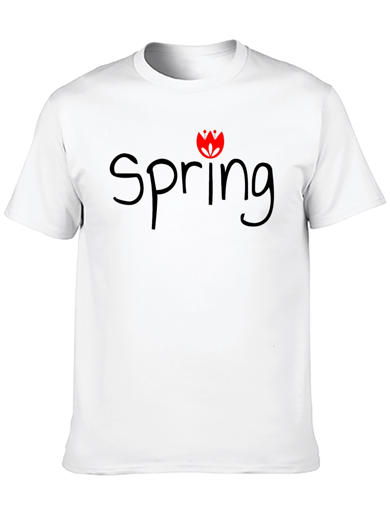 Spring Flower Graphic Tee - Black Cotton