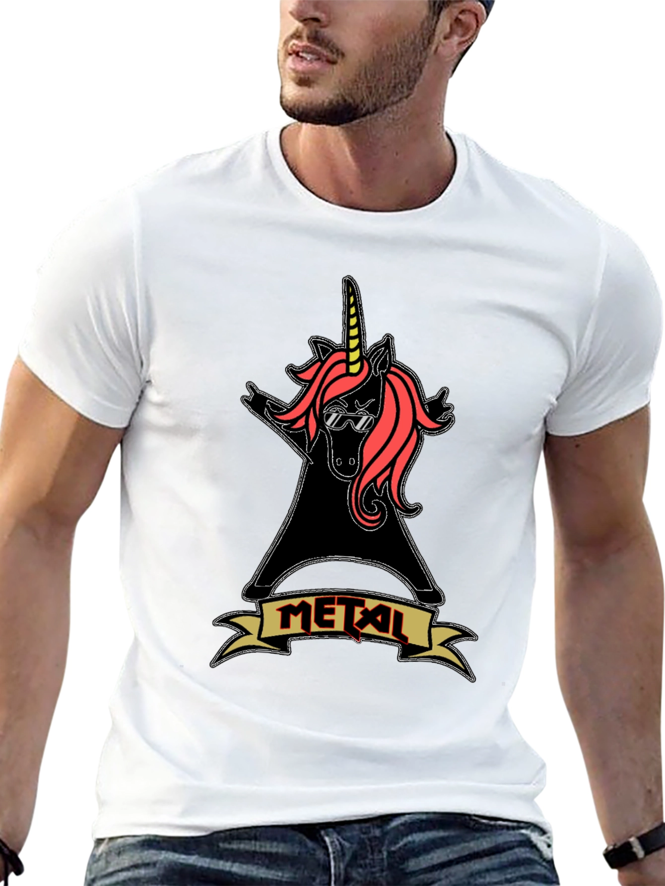Metal Unicorn Black Graphic Tee