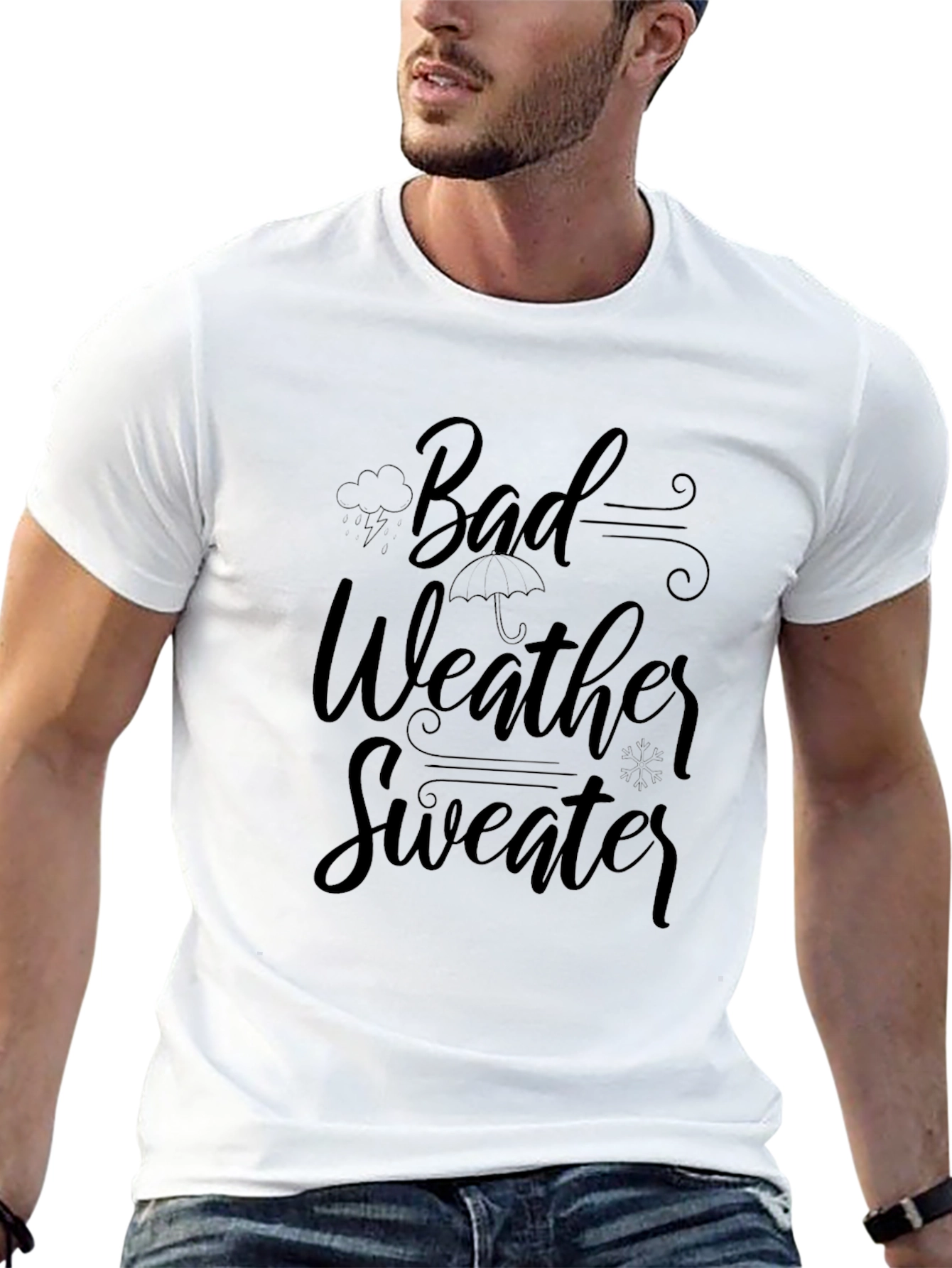 Bad Weather Sweater Graphic Tee - Black
