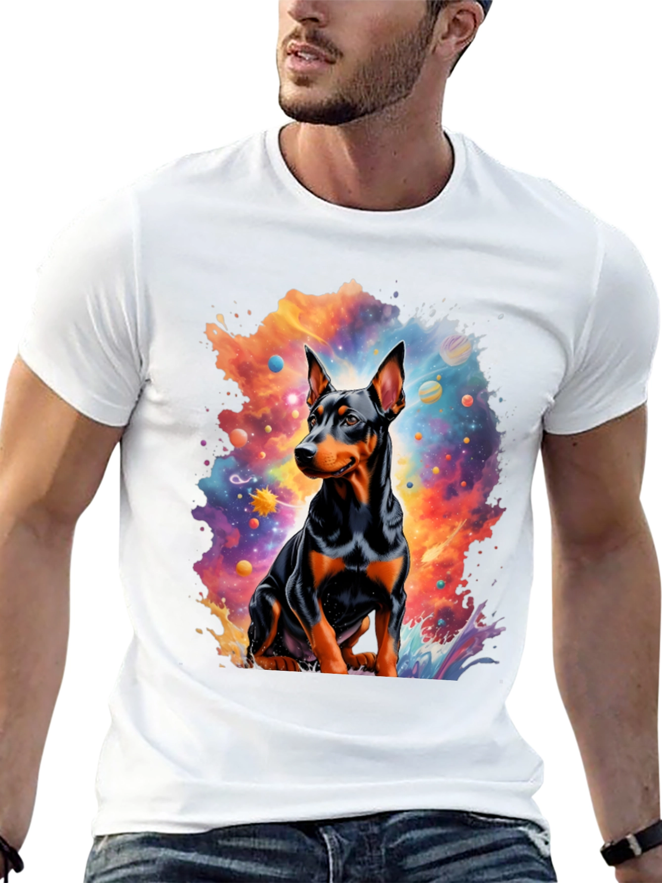 Dog Universe Graphic Tee - Mens Black T-Shirt