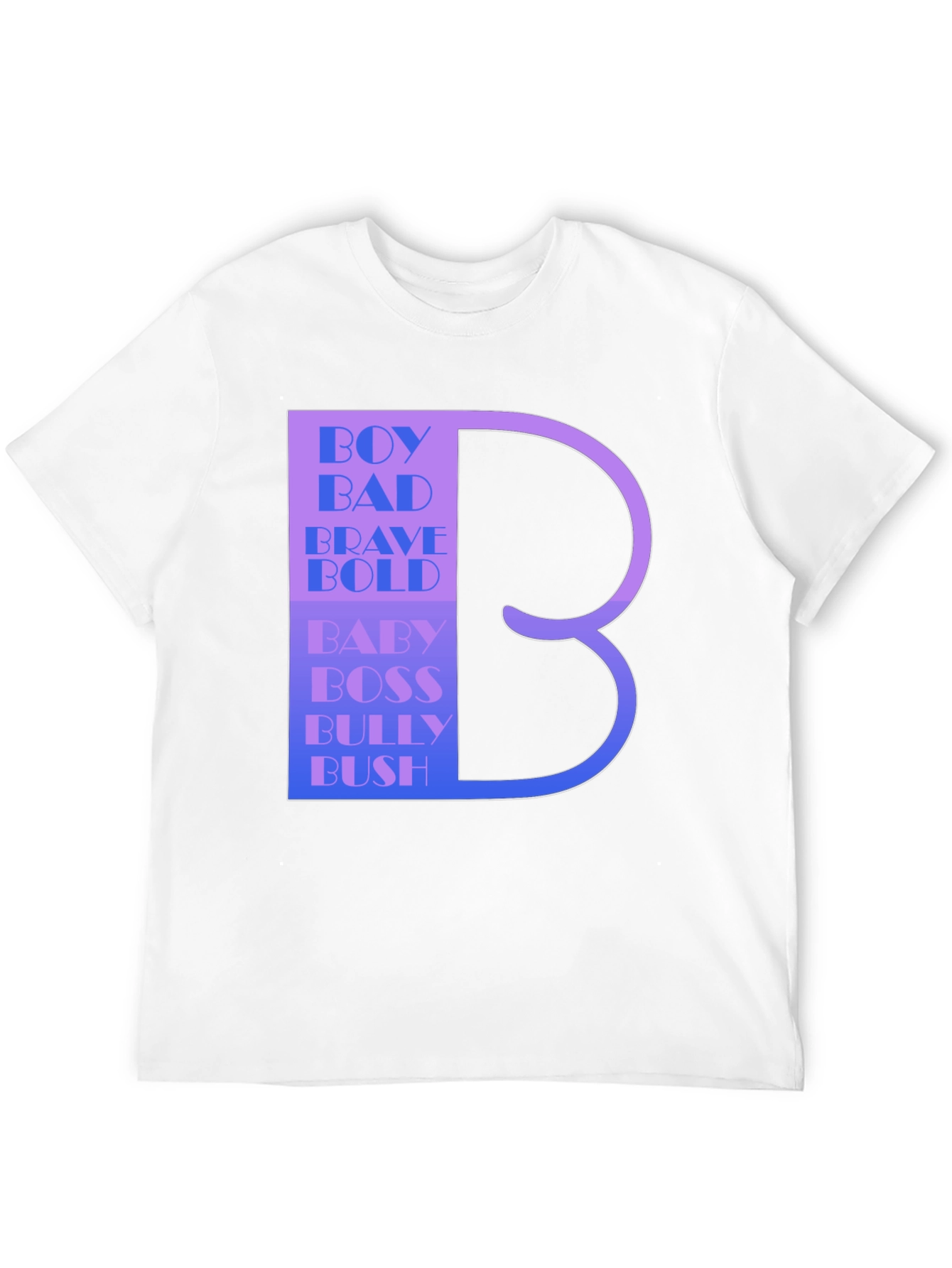 B Letter Words T-Shirt Mens Black Graphic Tee