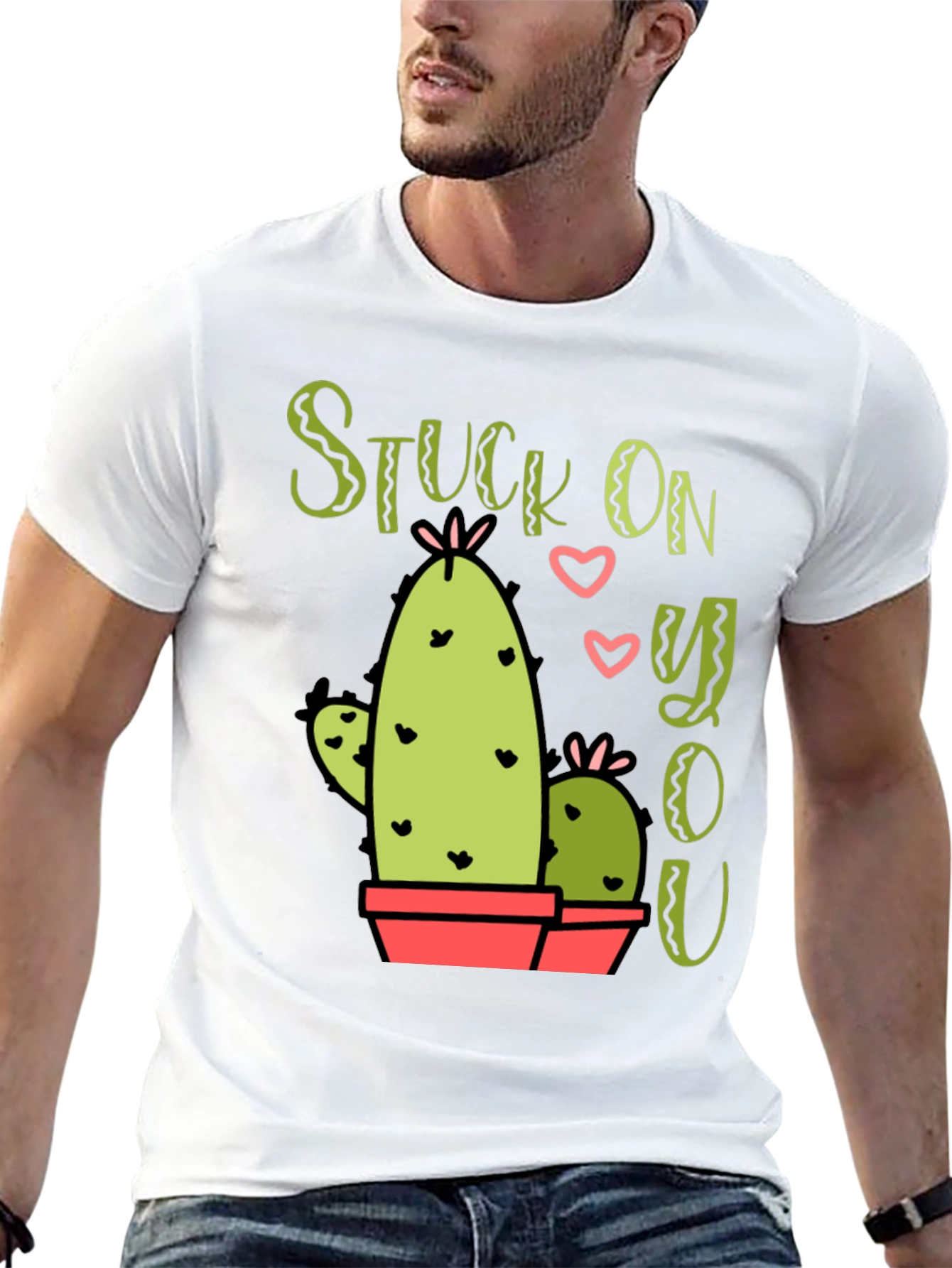 Stuck On You Cactus Graphic Black T-Shirt