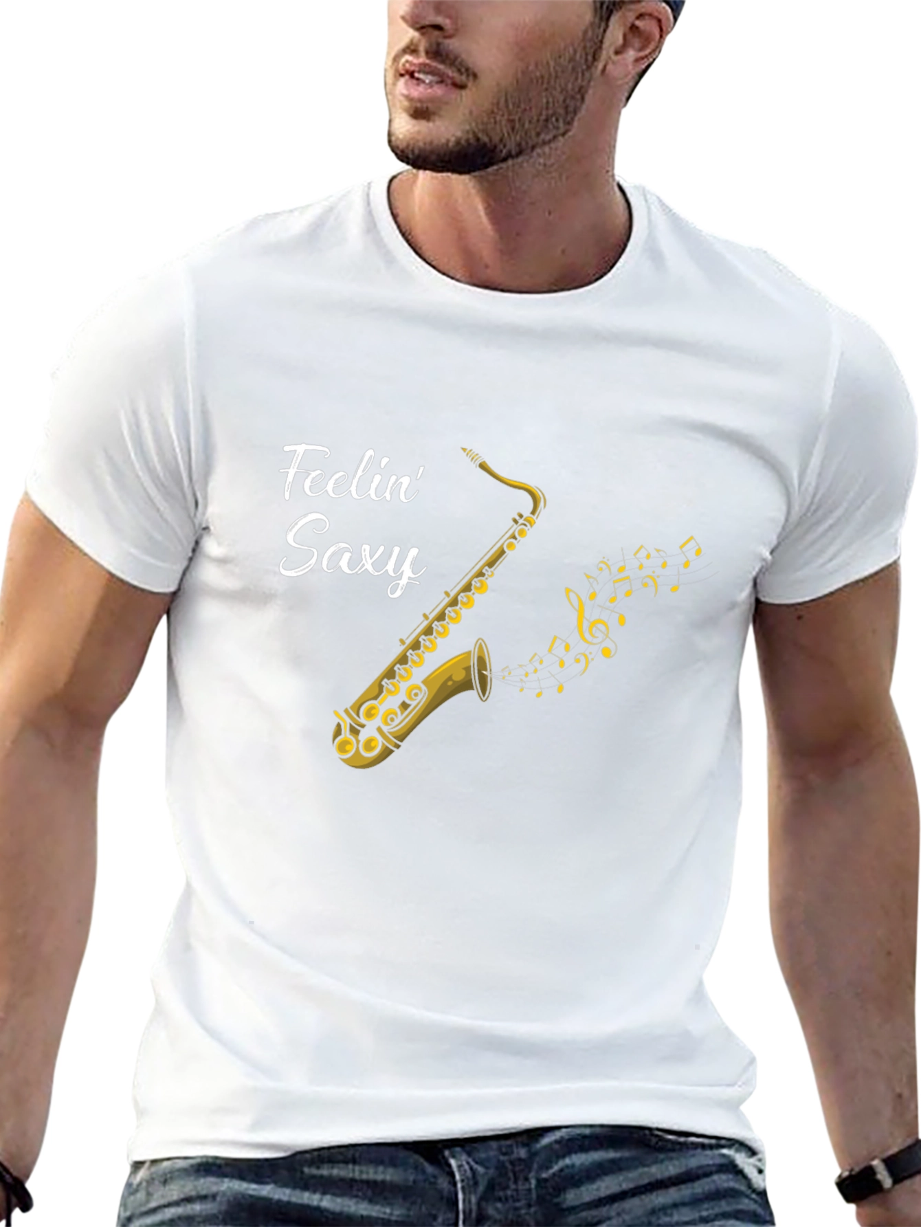 Feelin Saxy Black Graphic T-Shirt