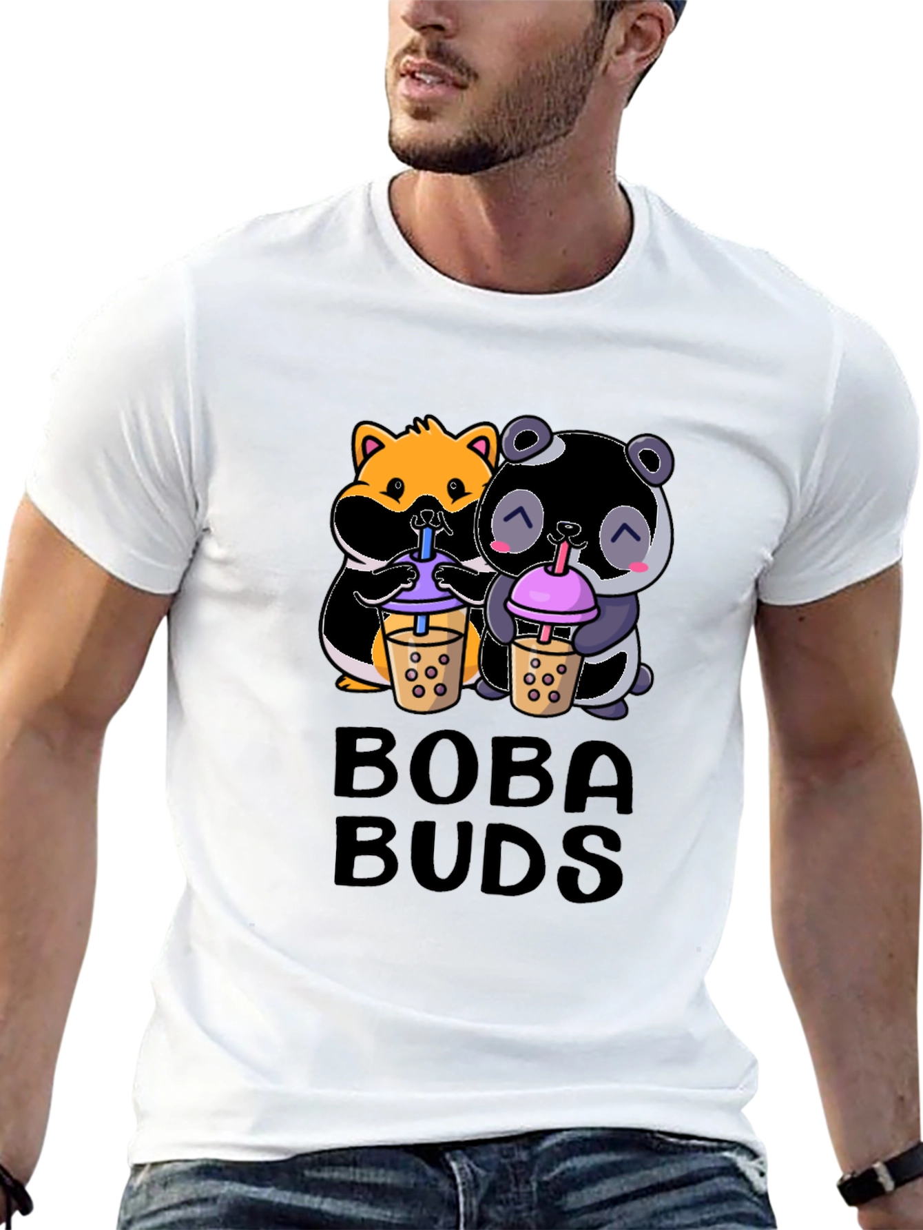 Boba Buds T-Shirt: Cute Hamster & Panda Boba Lovers