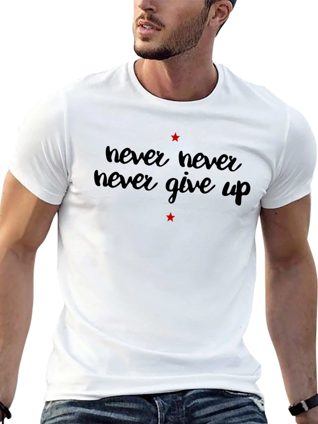 Never Give Up Graphic Tee - Motivational Black T-Shirt