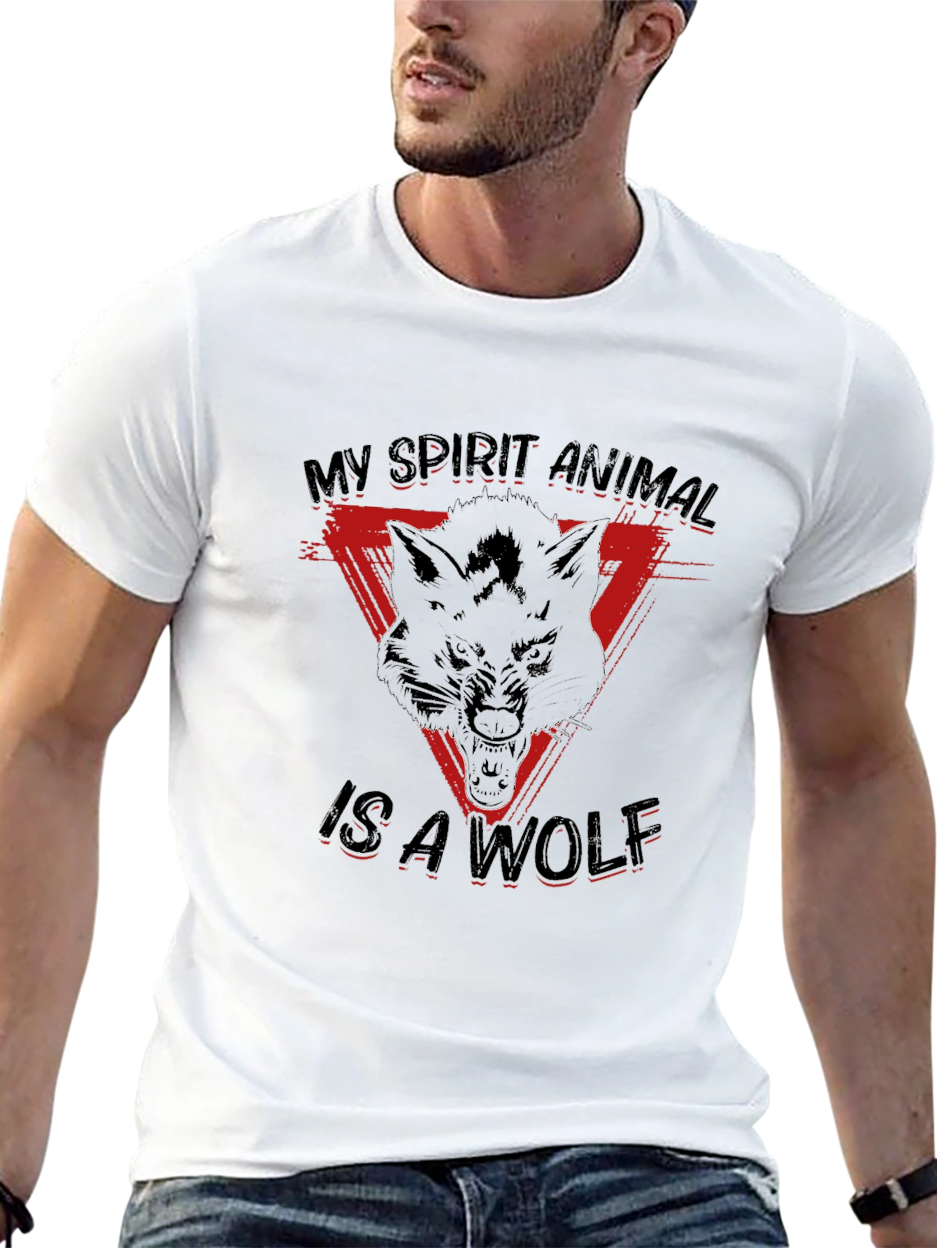Wolf Spirit Animal Graphic Tee - Black