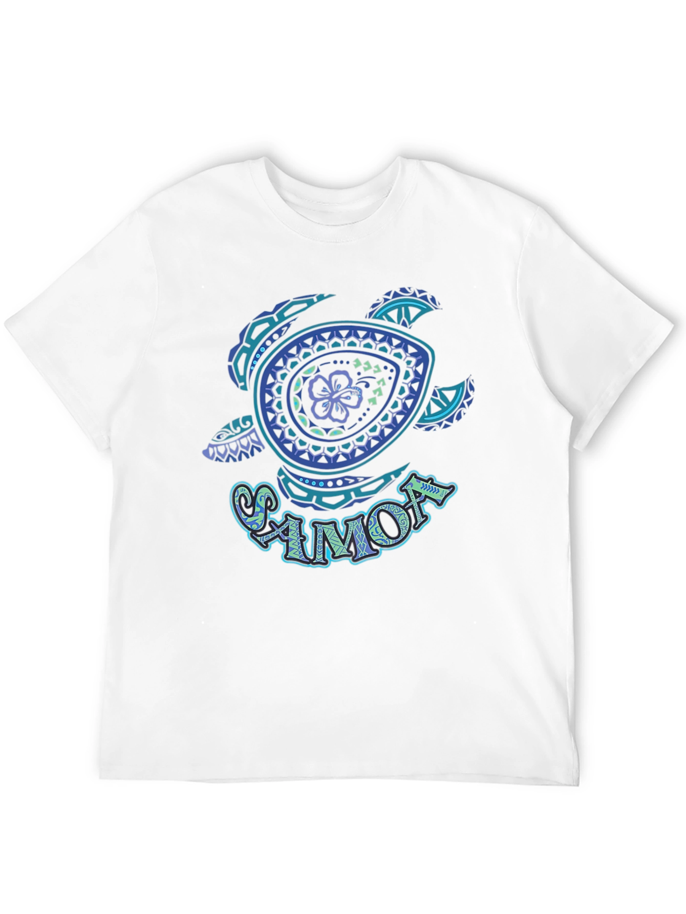Samoa Turtle Hibiscus Flower Graphic T-Shirt