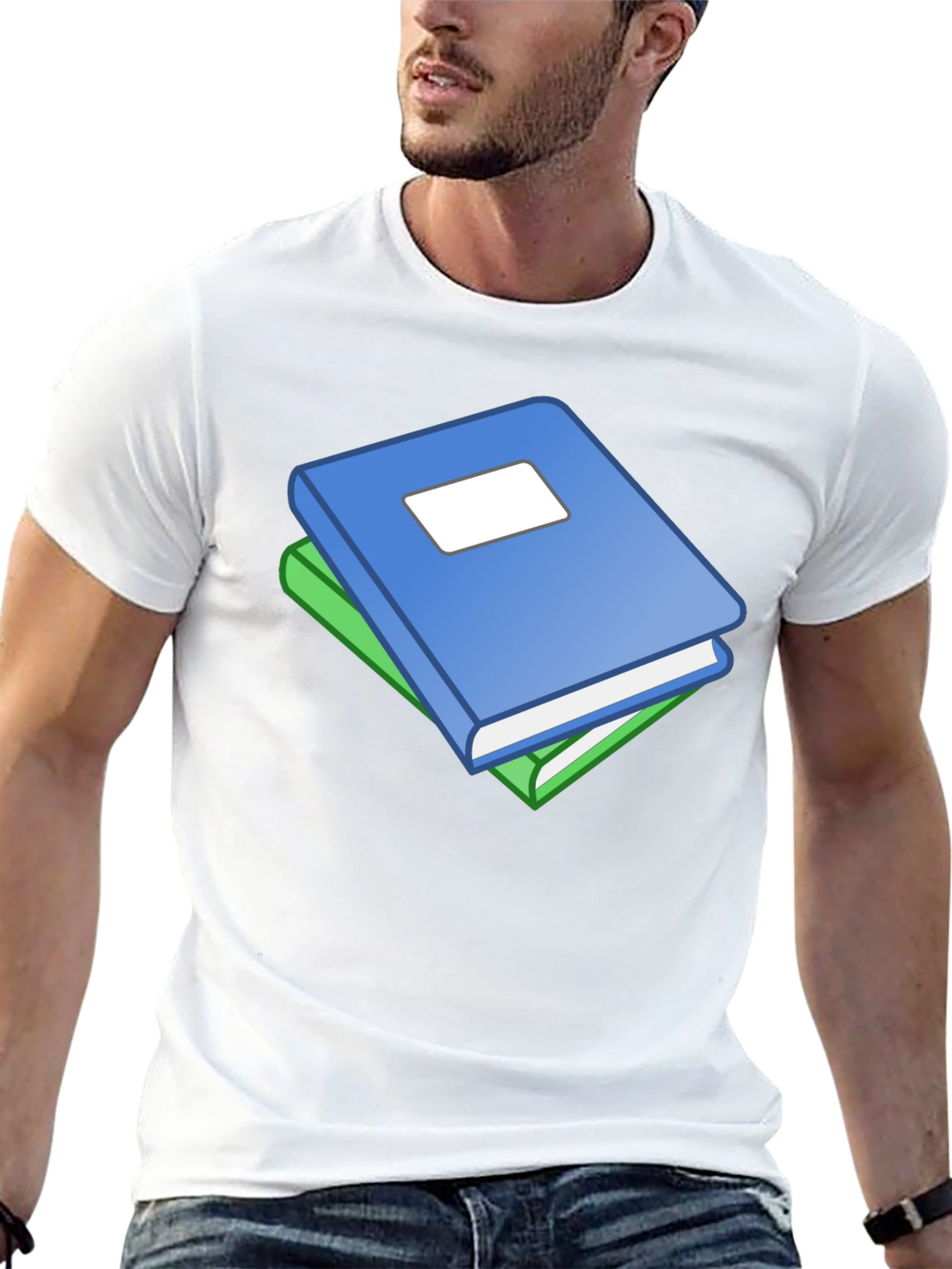 Book Stack Graphic T-Shirt - Black Cotton Tee