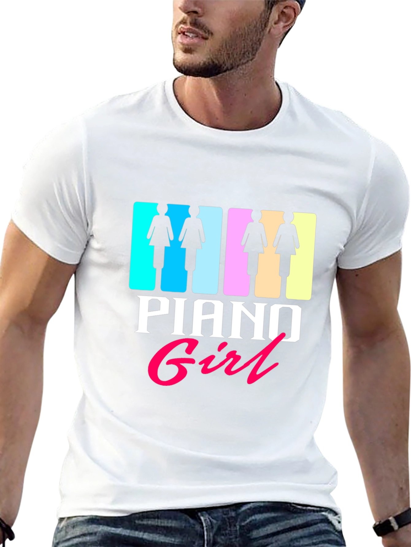 Piano Girl Graphic Tee - Black Unisex T-Shirt